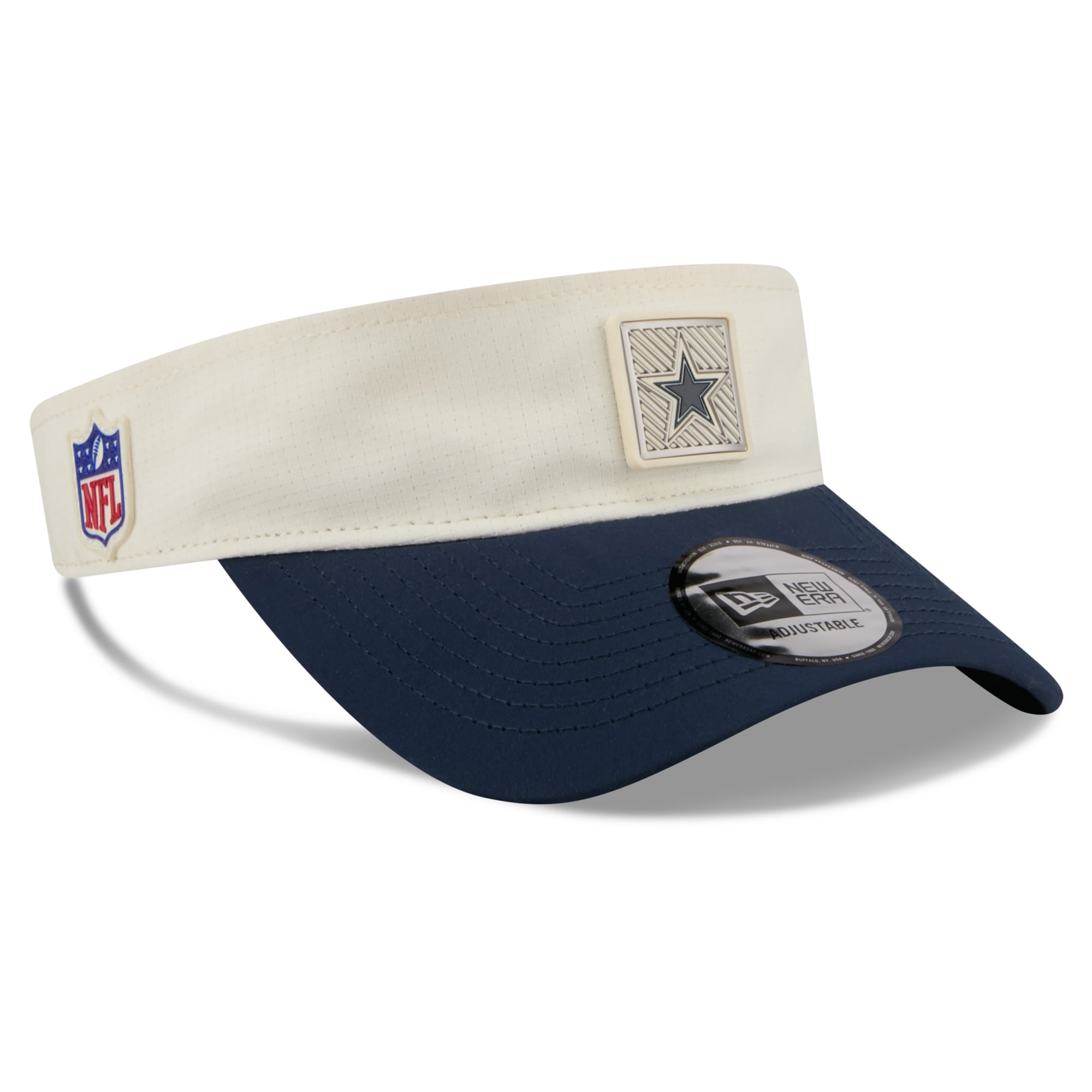 Casquette New Era pour homme, couleur crème/marine, Dallas Cowboys, camp d'entraînement NFL 2026, visière ajustable
