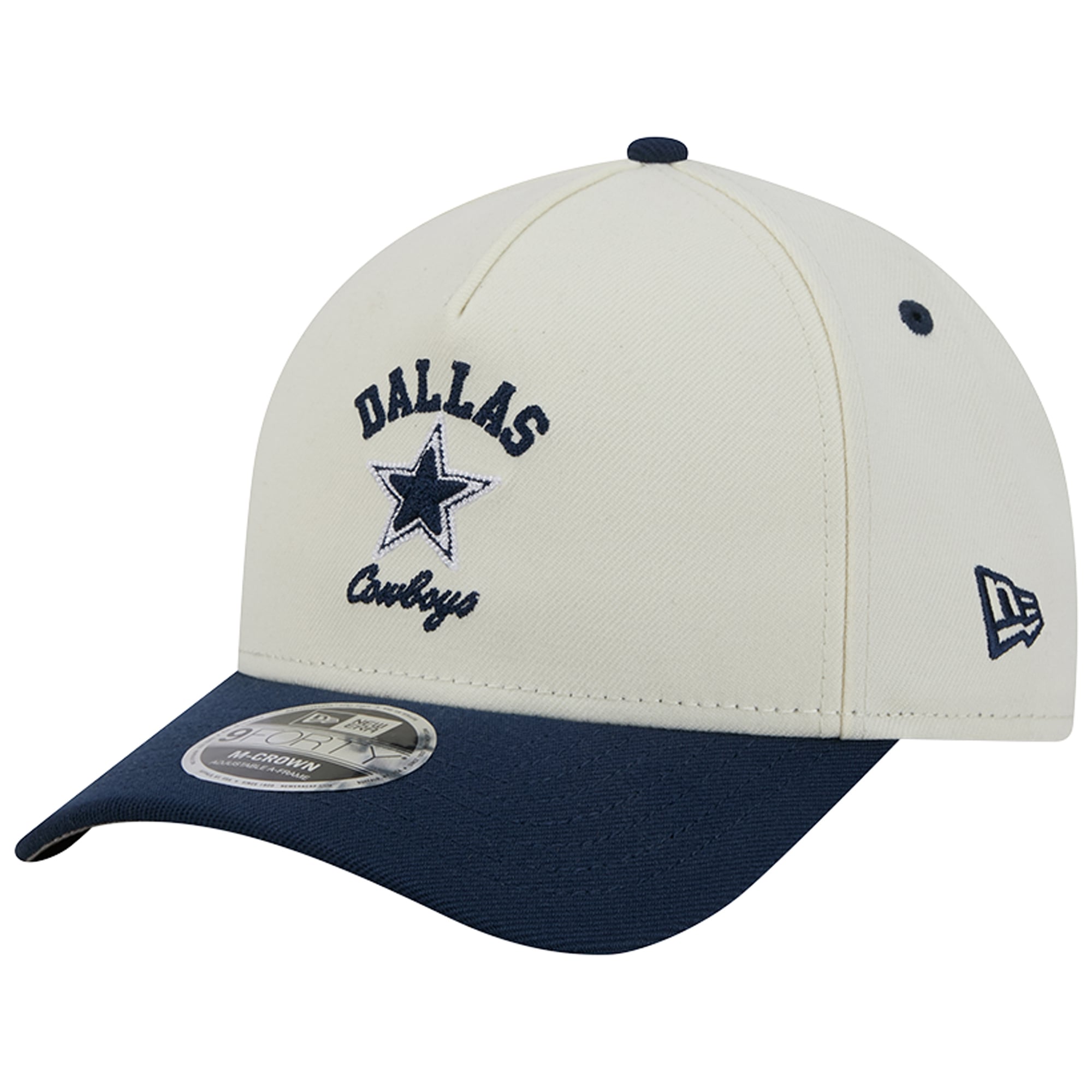Casquette ajustable New Era Arch 9FORTY M-Crown A-Frame pour homme, crème/marine, Dallas Cowboys