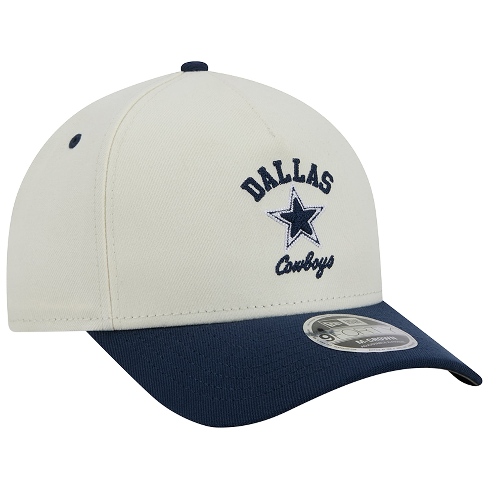 Casquette ajustable New Era Arch 9FORTY M-Crown A-Frame pour homme, crème/marine, Dallas Cowboys