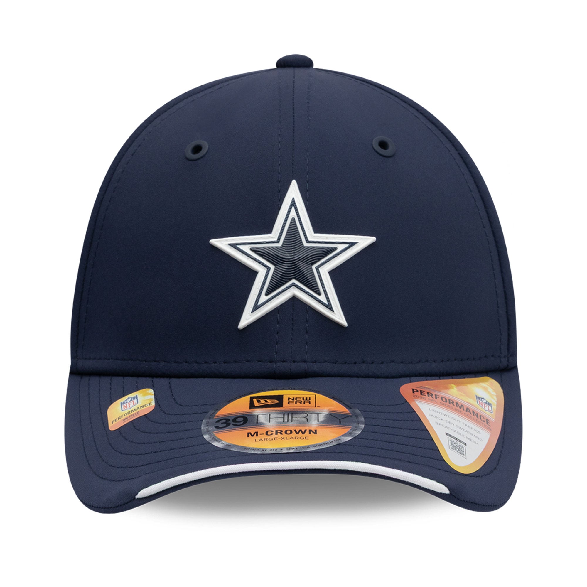Casquette New Era bleu marine Dallas Cowboys 2026 Sideline 39THIRTY M-Crown Flex pour homme