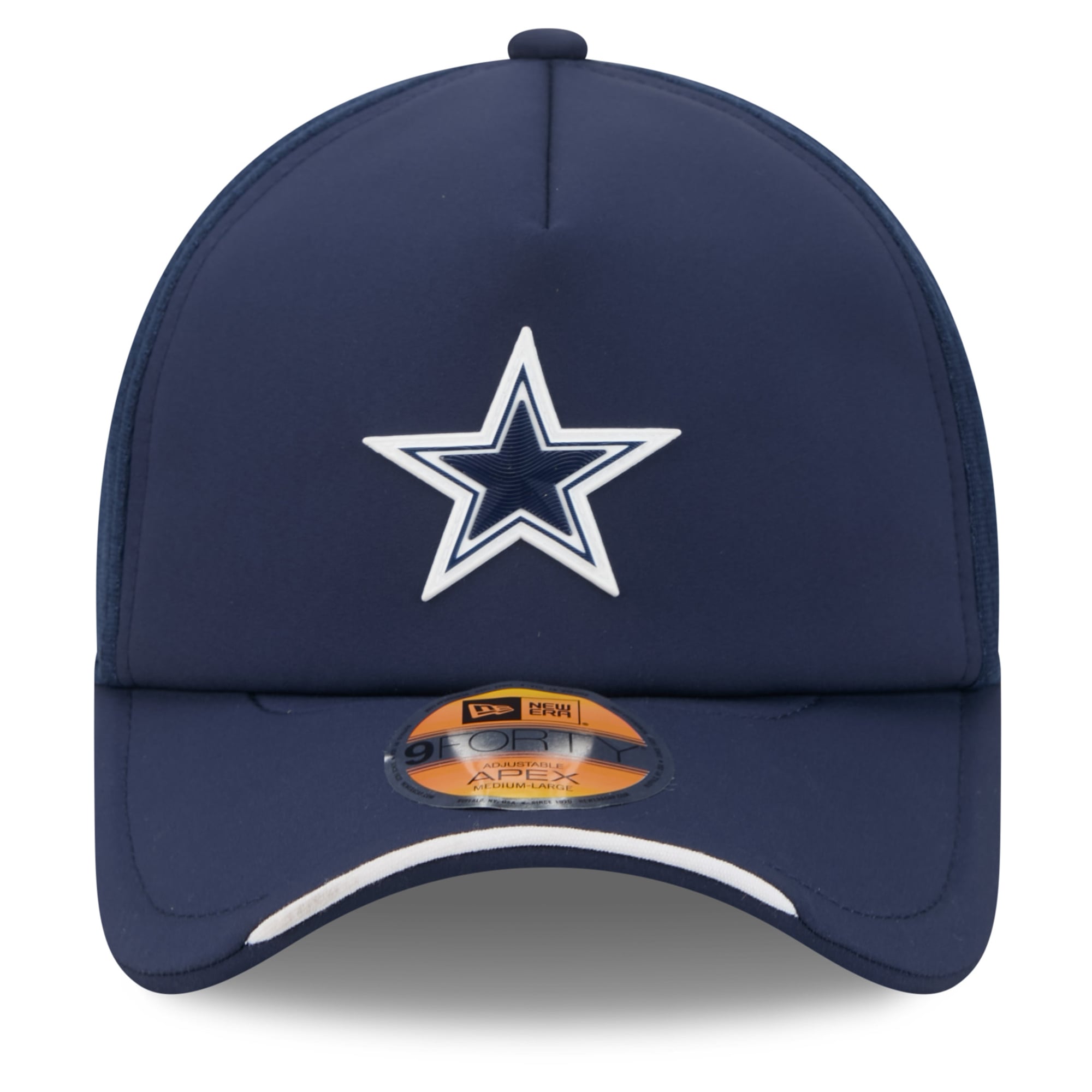Men's New Era Navy Dallas Cowboys 2026 Sideline Apex 9FORTY Adjustable Trucker Hat