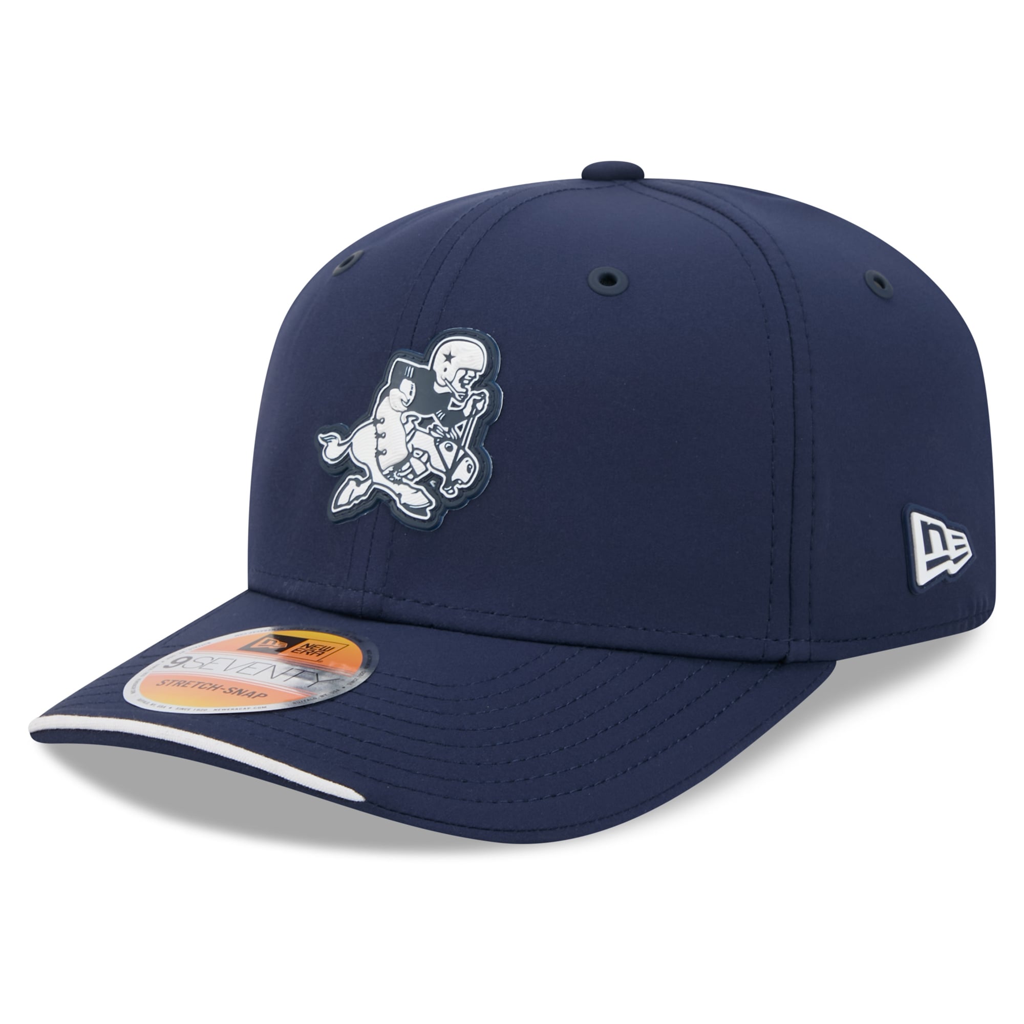 Casquette ajustable New Era Dallas Cowboys 2026 Sideline Throwback 9SEVENTY bleu marine pour homme
