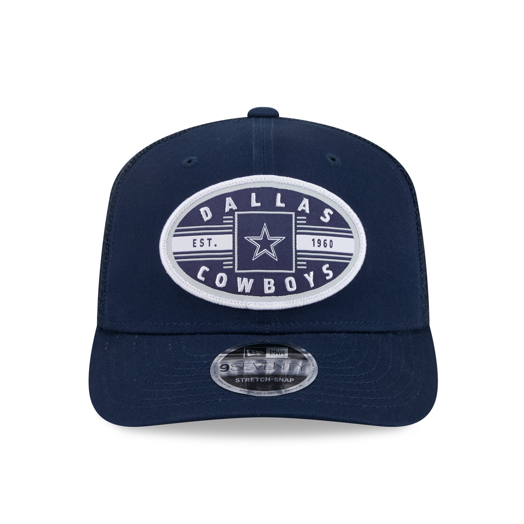 Casquette trucker ajustable New Era bleu marine Dallas Cowboys Collegiate 9SEVENTY pour homme