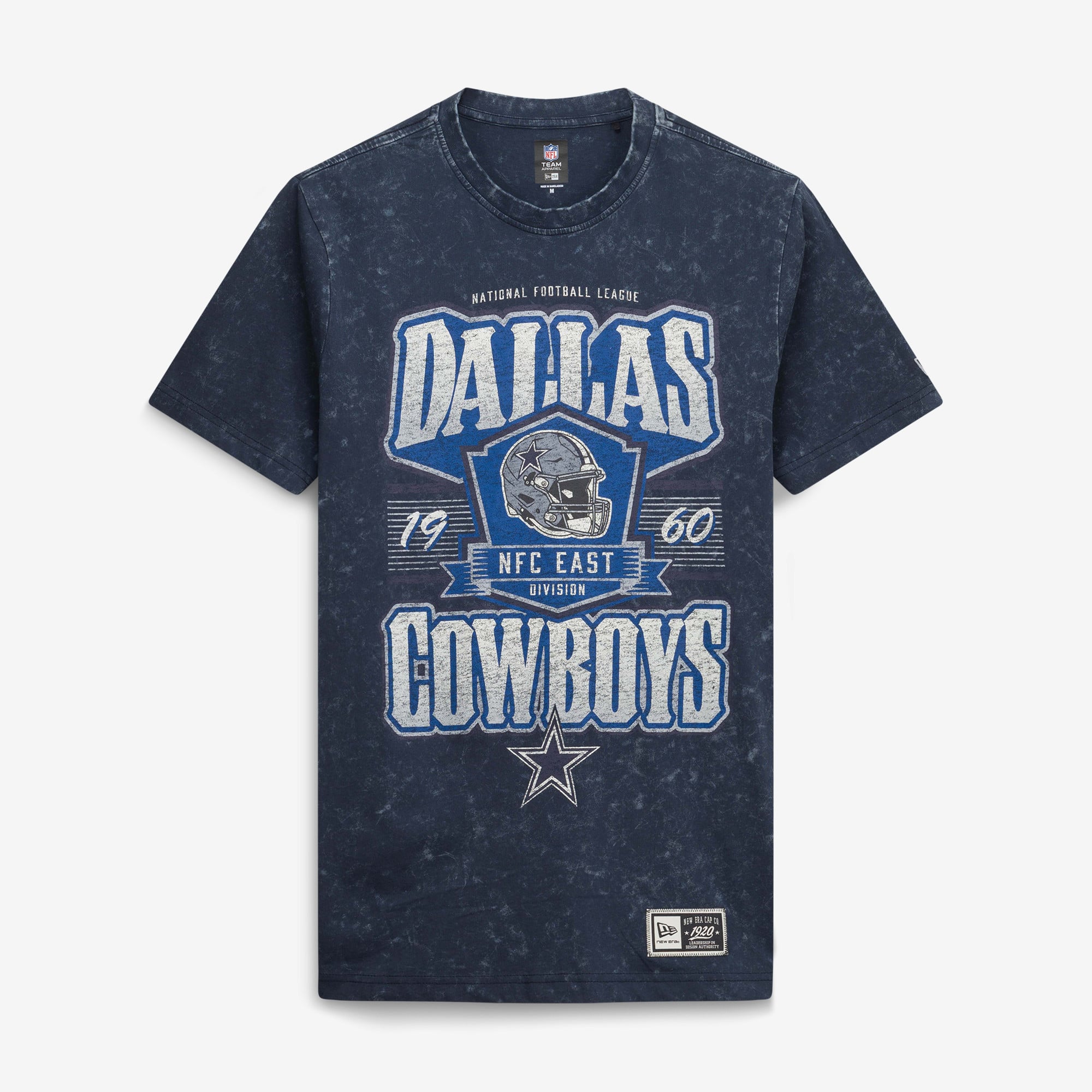 T-shirt New Era bleu marine Dallas Cowboys pour homme, délavé aux minéraux