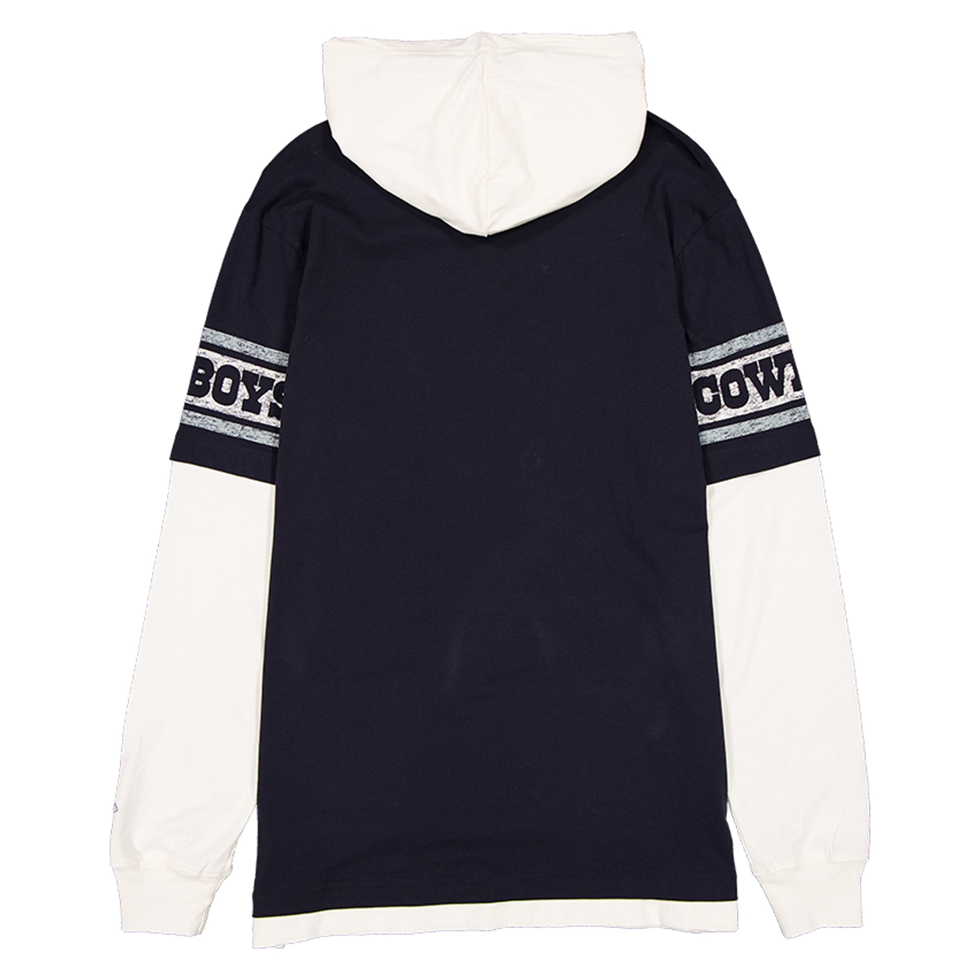 T-shirt à capuche manches longues superposées New Era bleu marine Dallas Cowboys pour homme
