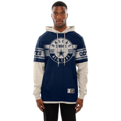  Dallas Cowboys New Era Twofer Layered Long Sleeve Hooded T-Shirt - Navy