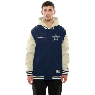  Dallas Cowboys New Era Full-Snap Fleece Hoodie Jacket - Navy/Cream