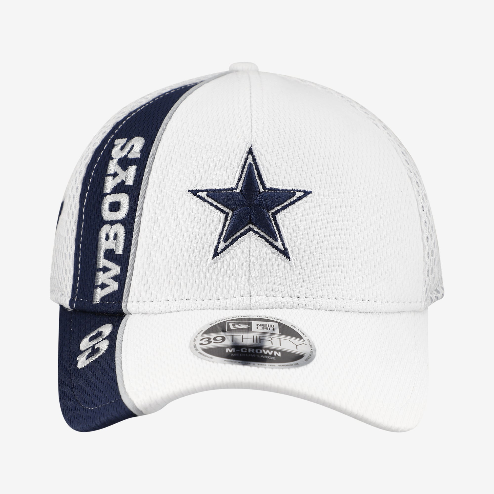 Casquette New Era blanche et marine Dallas Cowboys Dash 39THIRTY M-Crown Flex pour homme