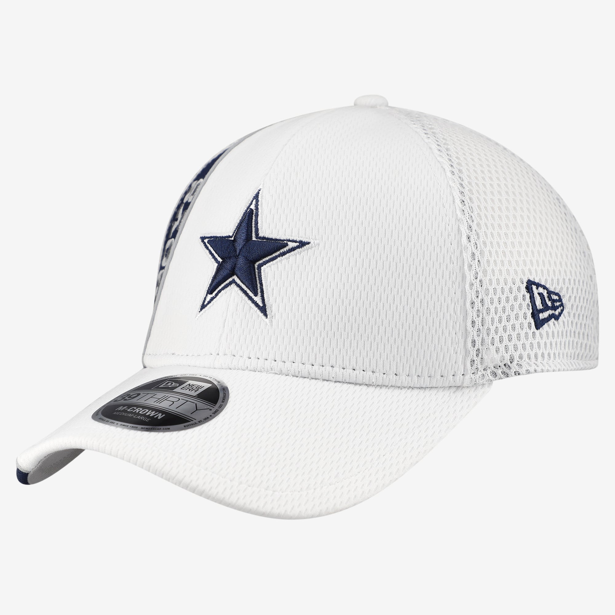 Casquette New Era blanche et marine Dallas Cowboys Dash 39THIRTY M-Crown Flex pour homme