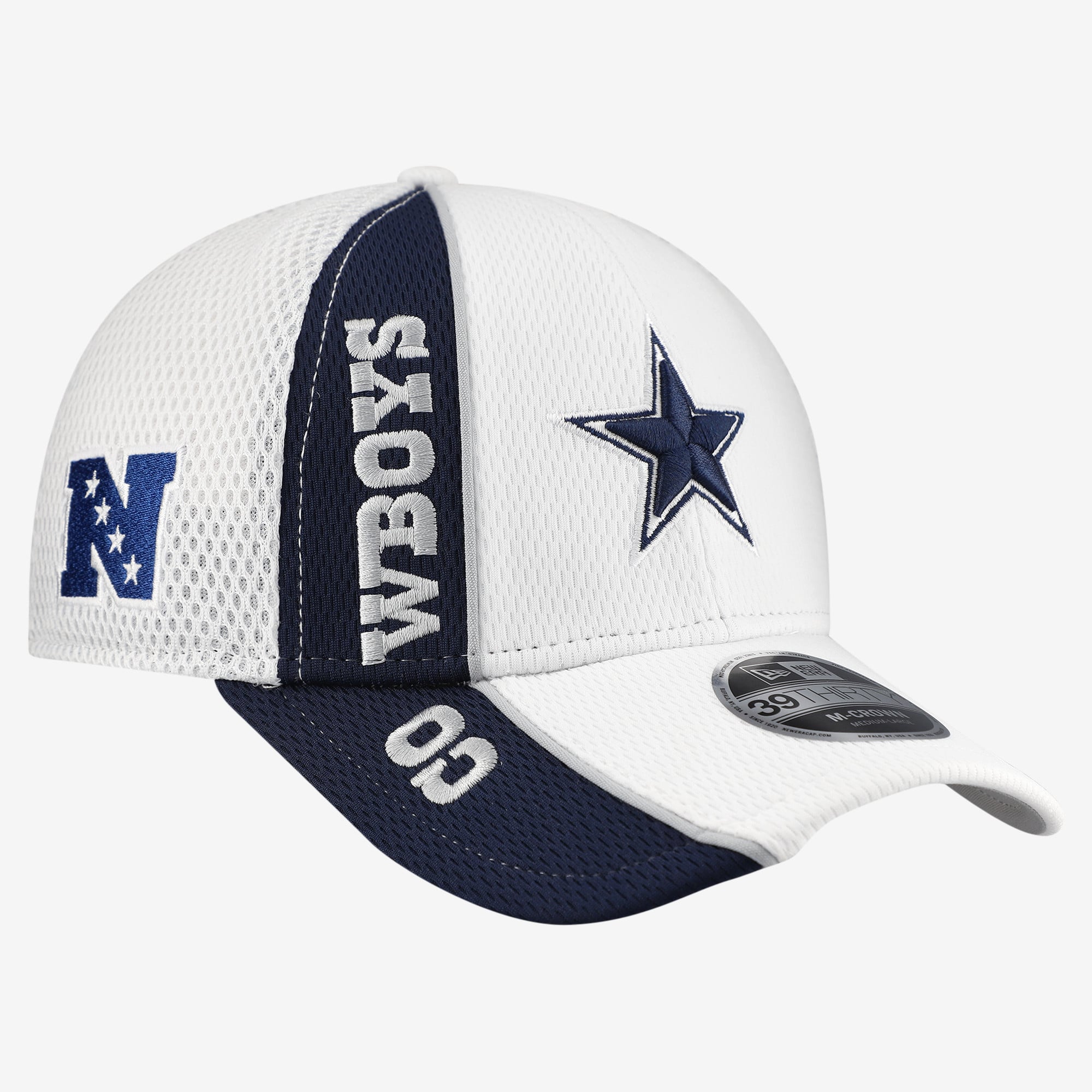 Casquette New Era blanche et marine Dallas Cowboys Dash 39THIRTY M-Crown Flex pour homme