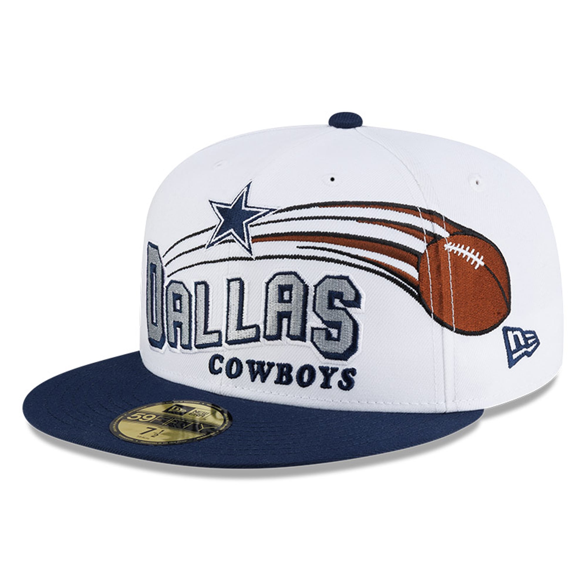Men's New Era White/Navy Dallas Cowboys Retro Swoop 59FIFTY Fitted Hat