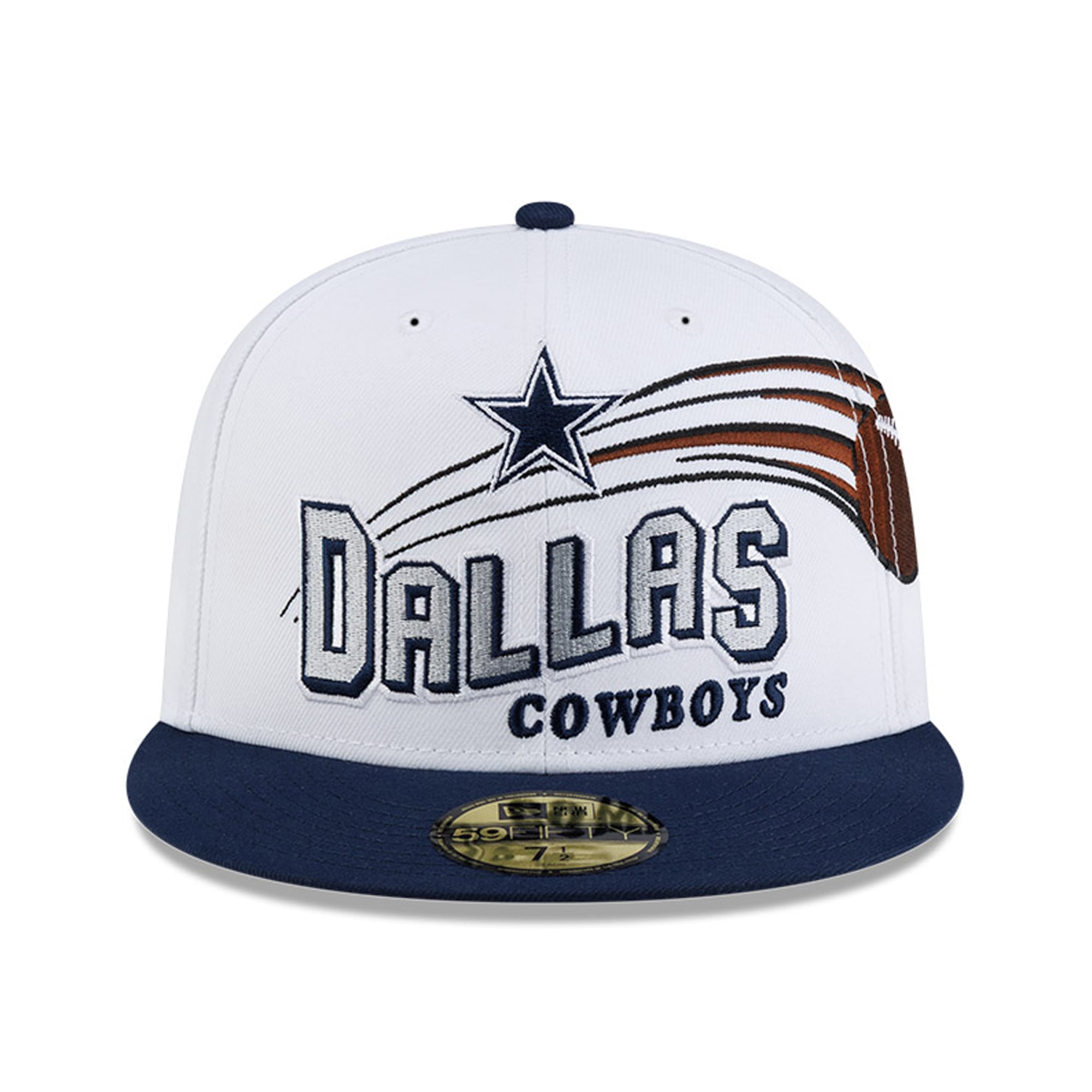 Men's New Era White/Navy Dallas Cowboys Retro Swoop 59FIFTY Fitted Hat