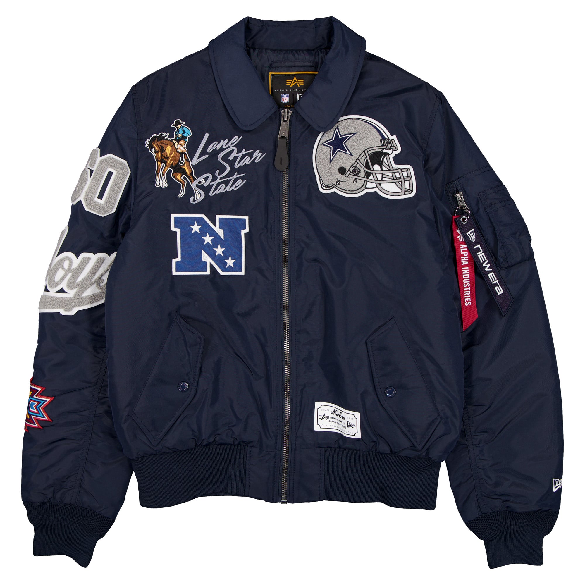 Veste bomber zippée New Era x Alpha Industries bleu marine Dallas Cowboys MA-1 pour homme