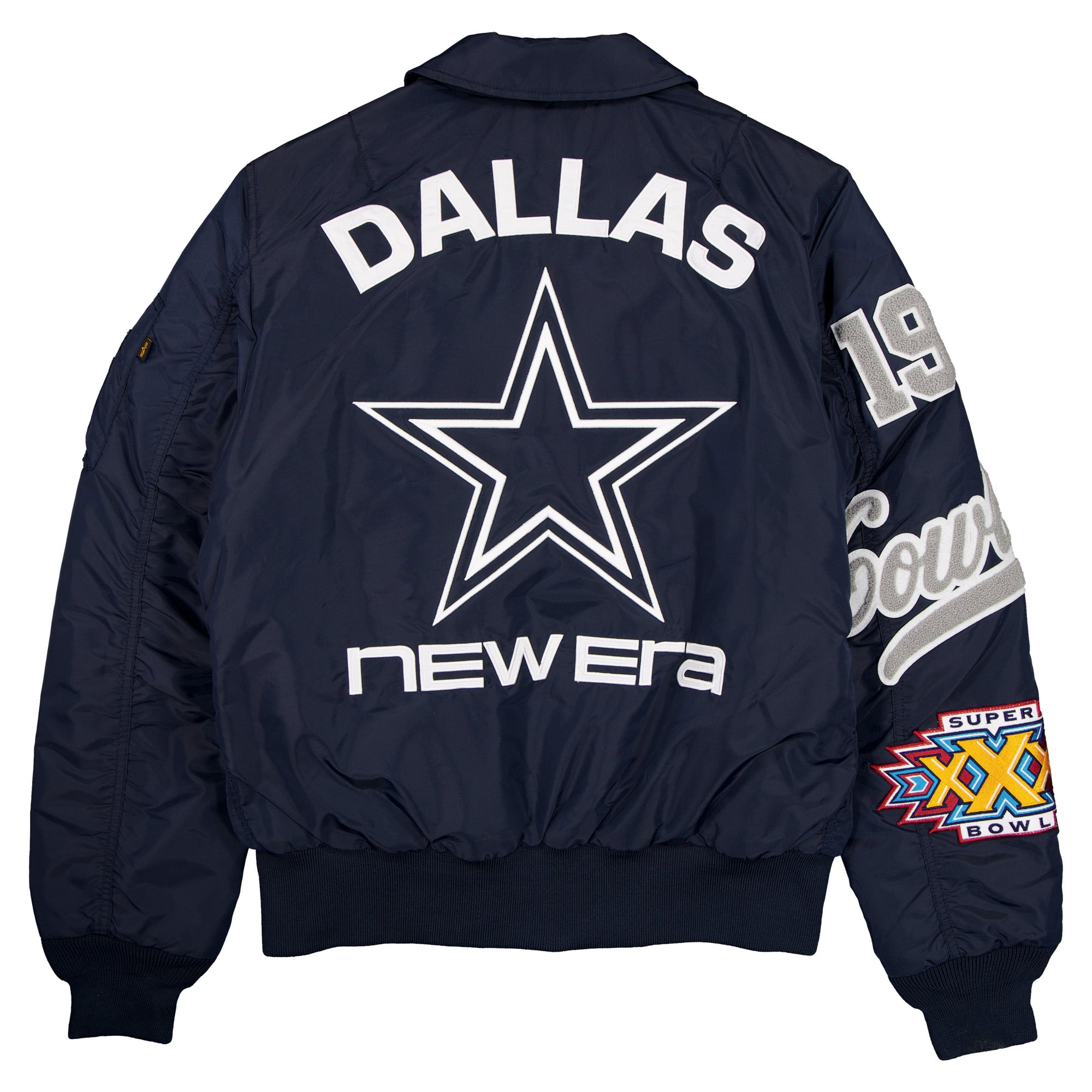 Veste bomber zippée New Era x Alpha Industries bleu marine Dallas Cowboys MA-1 pour homme
