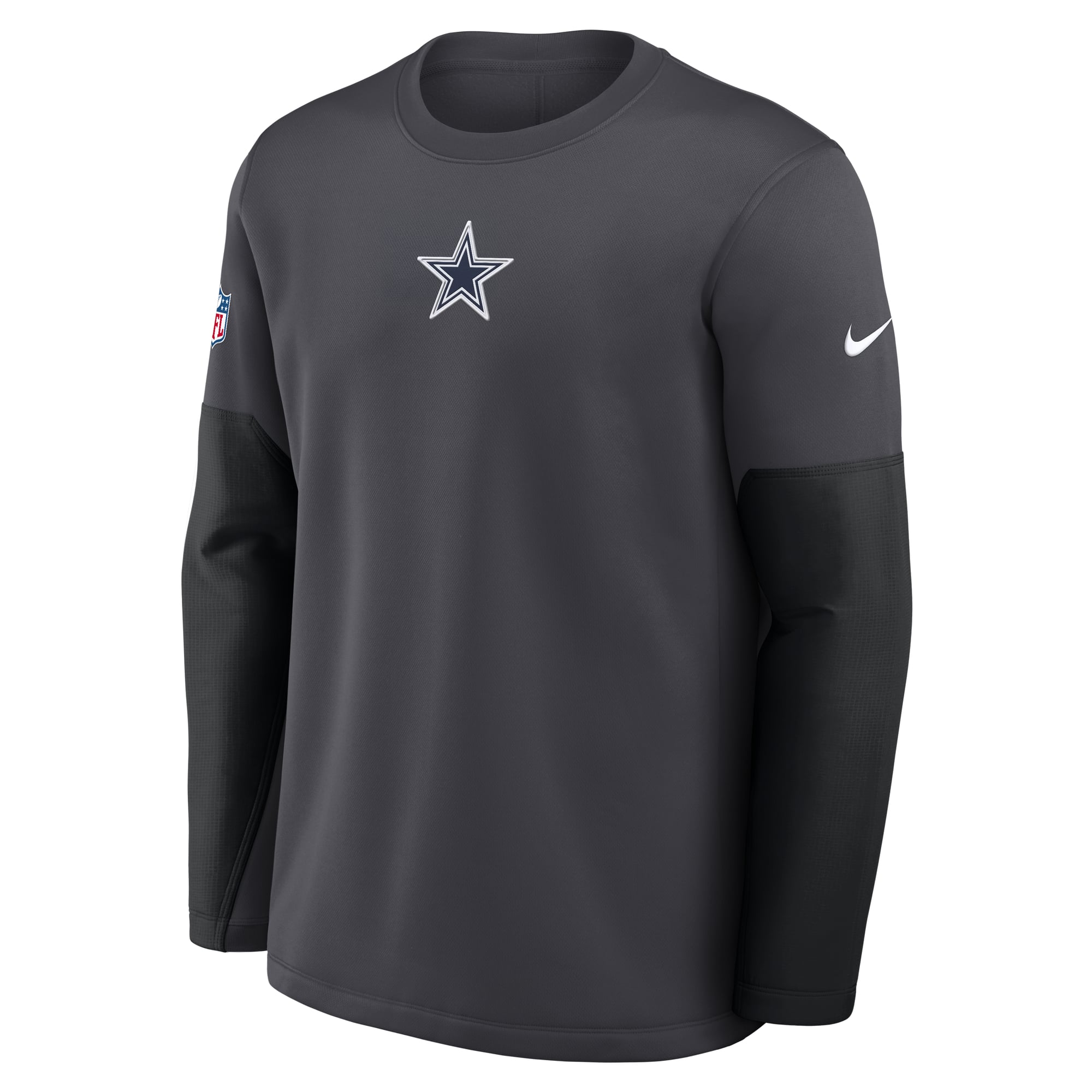 Men's Nike White Dallas Cowboys Sideline Coaches Midweight Therma-FIT Crew Pullover