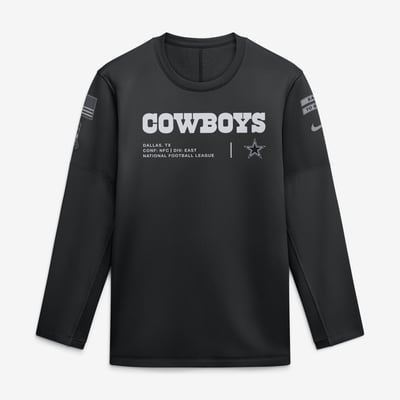  Dallas Cowboys Nike 2026 Salute to Service Sideline Coaches Crewneck Therma-FIT Sweatshirt - Black