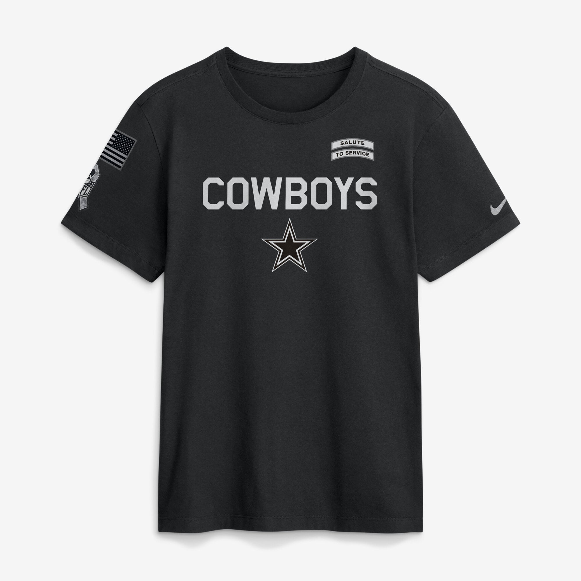 T-shirt Nike Dri-FIT noir pour homme Dallas Cowboys 2026 Salute to Service Sideline