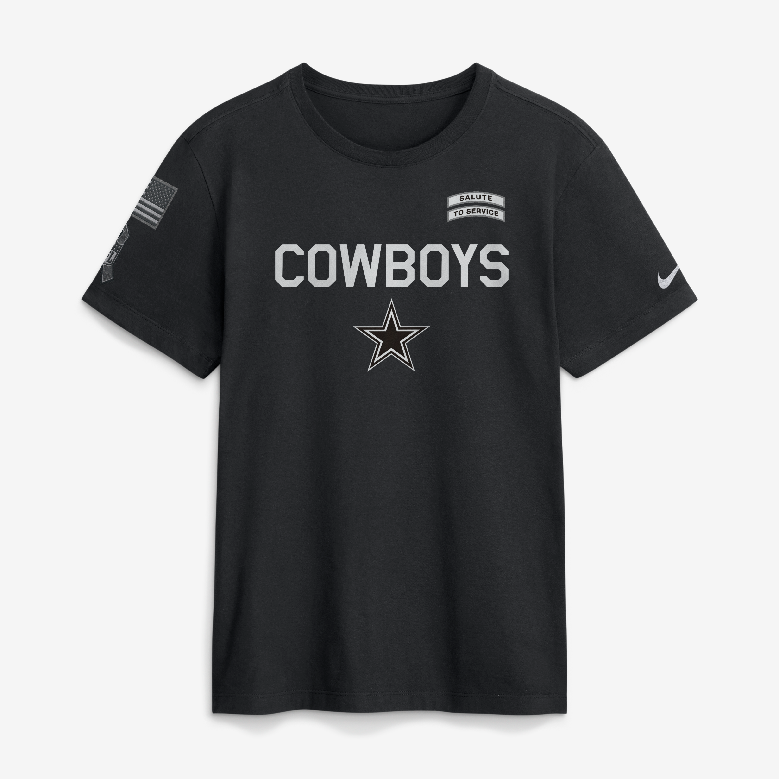 T-shirt Nike Dri-FIT noir pour homme Dallas Cowboys 2026 Salute to Service Sideline