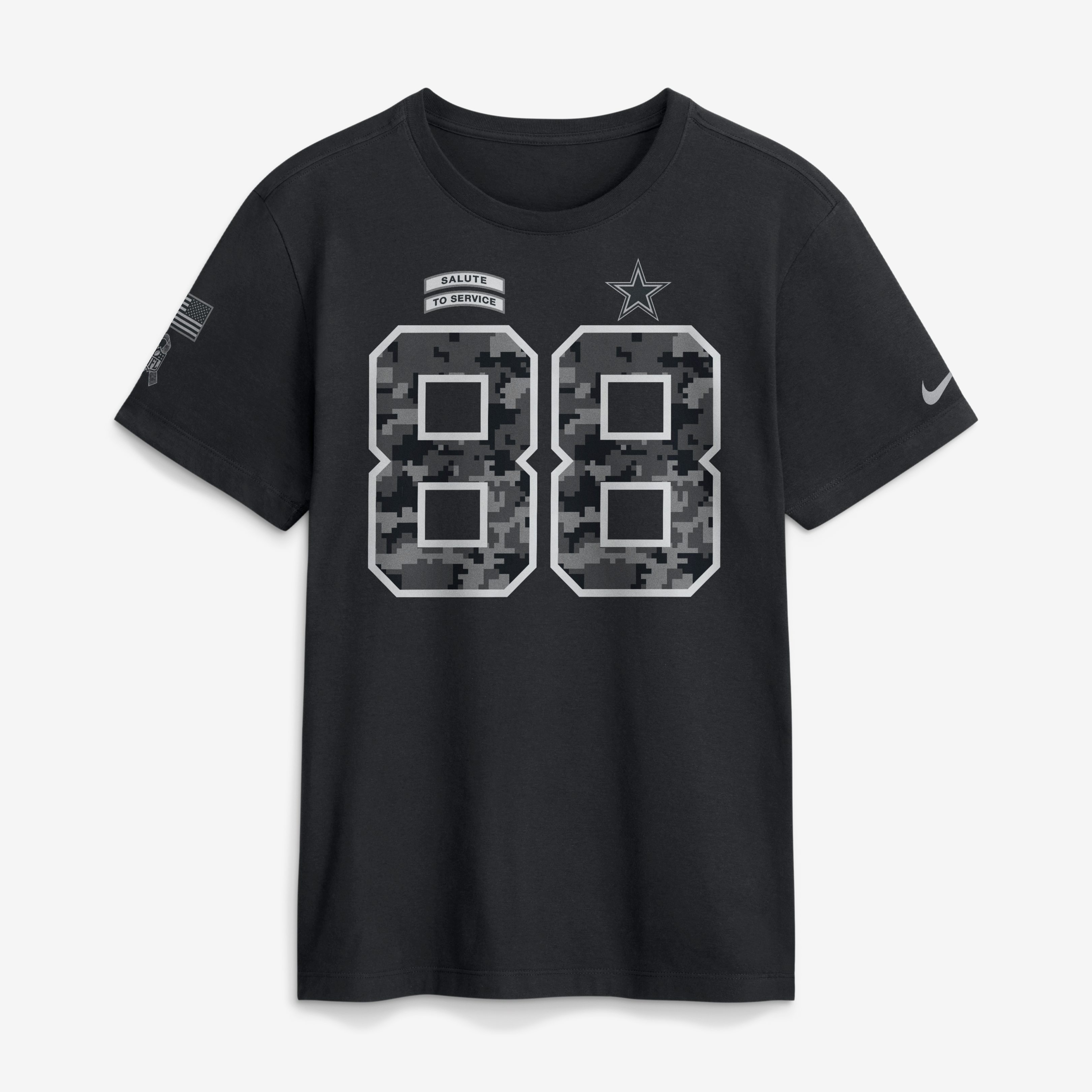 T-shirt Nike CeeDee Lamb noir Dallas Cowboys 2026 Salute to Service pour homme, avec nom et numéro