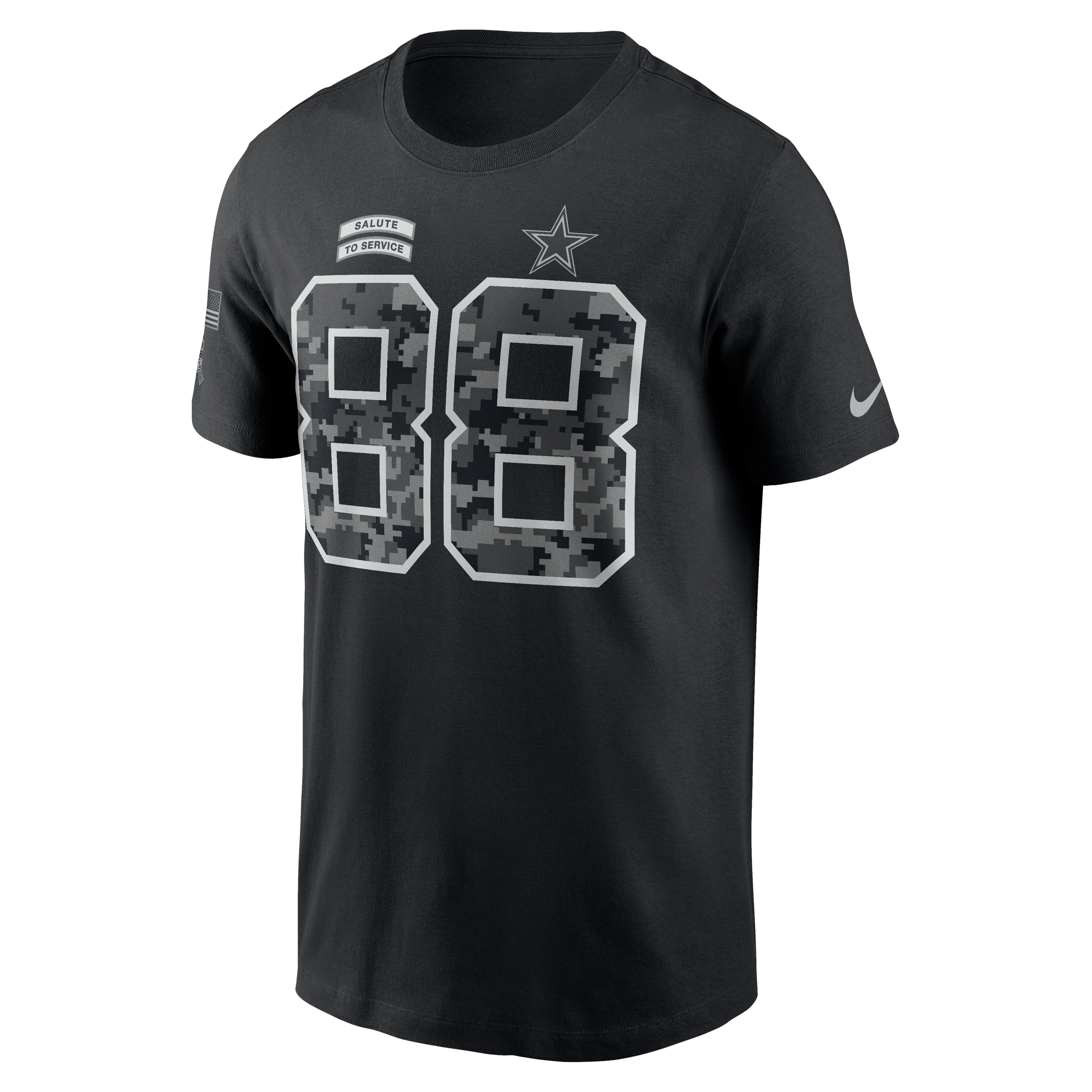 T-shirt Nike CeeDee Lamb noir Dallas Cowboys 2026 Salute to Service pour homme, avec nom et numéro