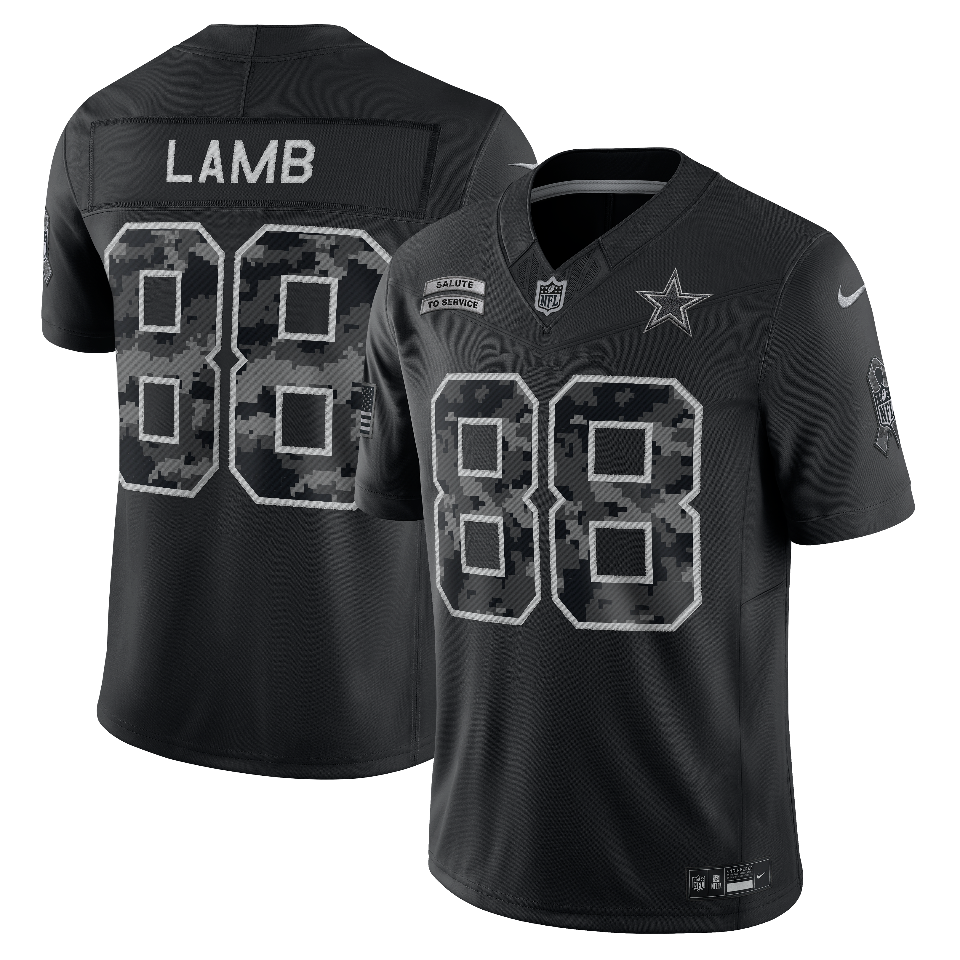 Men's Nike CeeDee Lamb Black Dallas Cowboys 2026 Salute to Service Stitched Limited Jersey