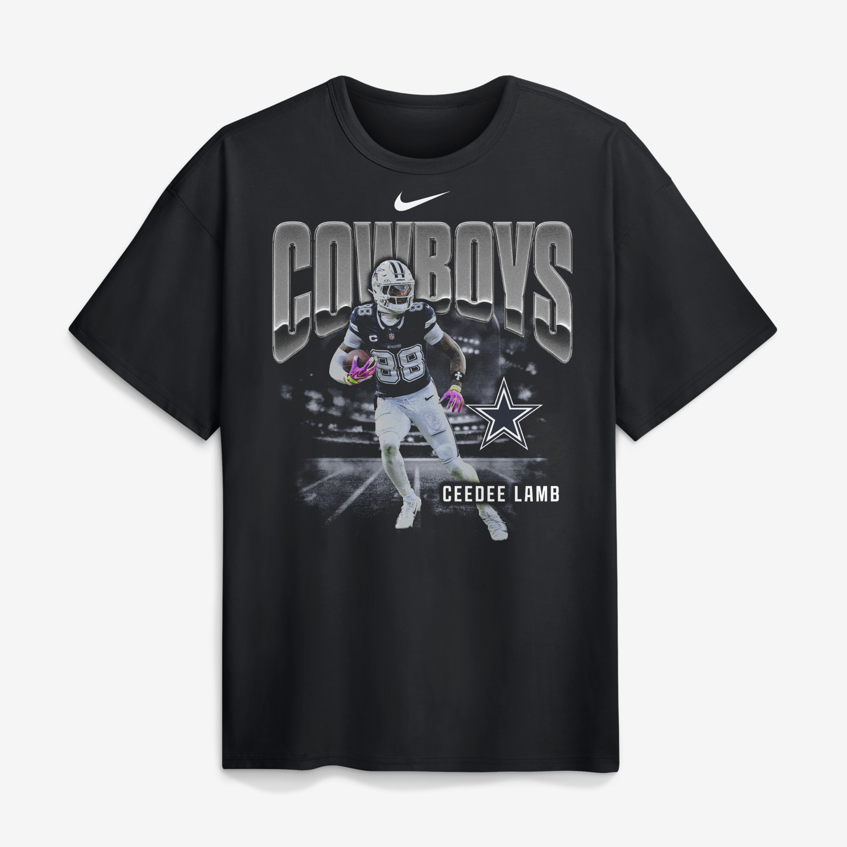 T-shirt Nike Max90 pour homme, noir, avec logo de joueur des Dallas Cowboys, signé CeeDee Lamb