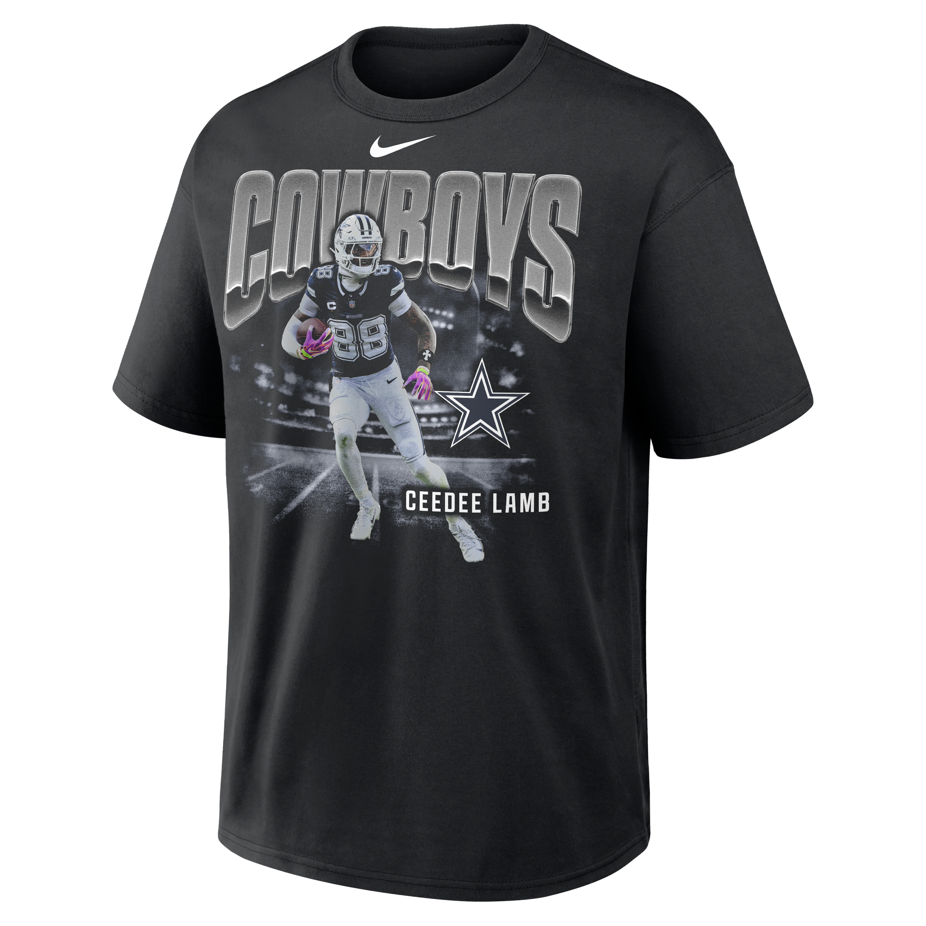 T-shirt Nike Max90 pour homme, noir, avec logo de joueur des Dallas Cowboys, signé CeeDee Lamb