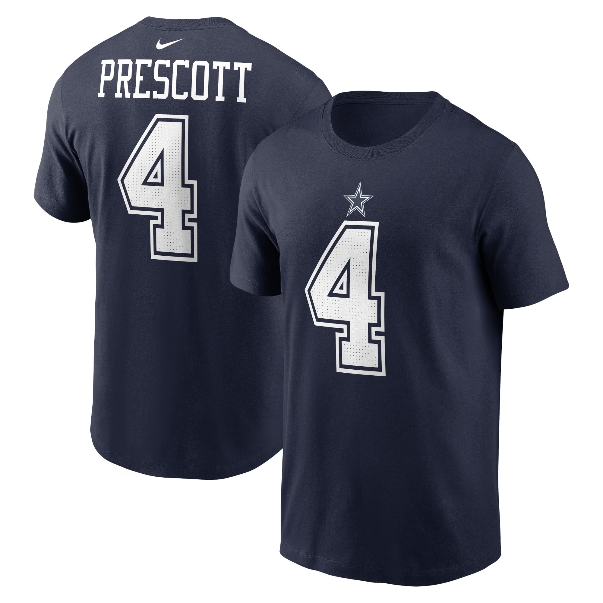 Men's Nike Dak Prescott Navy Dallas Cowboys Name & Number T-Shirt