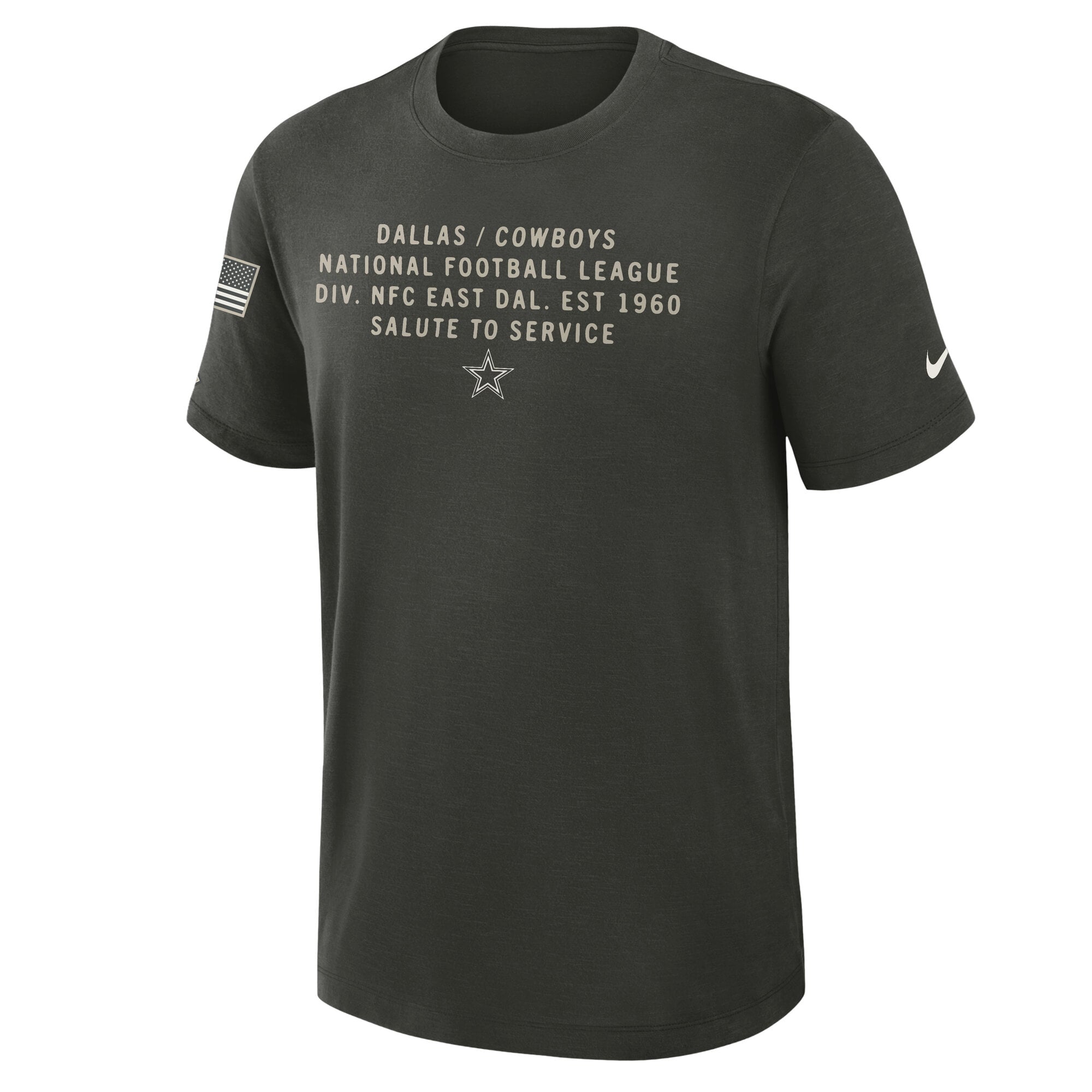 Men's Nike Forest Green Dallas Cowboys 2025 Salute to Service Sideline Slub Dri-FIT T-Shirt