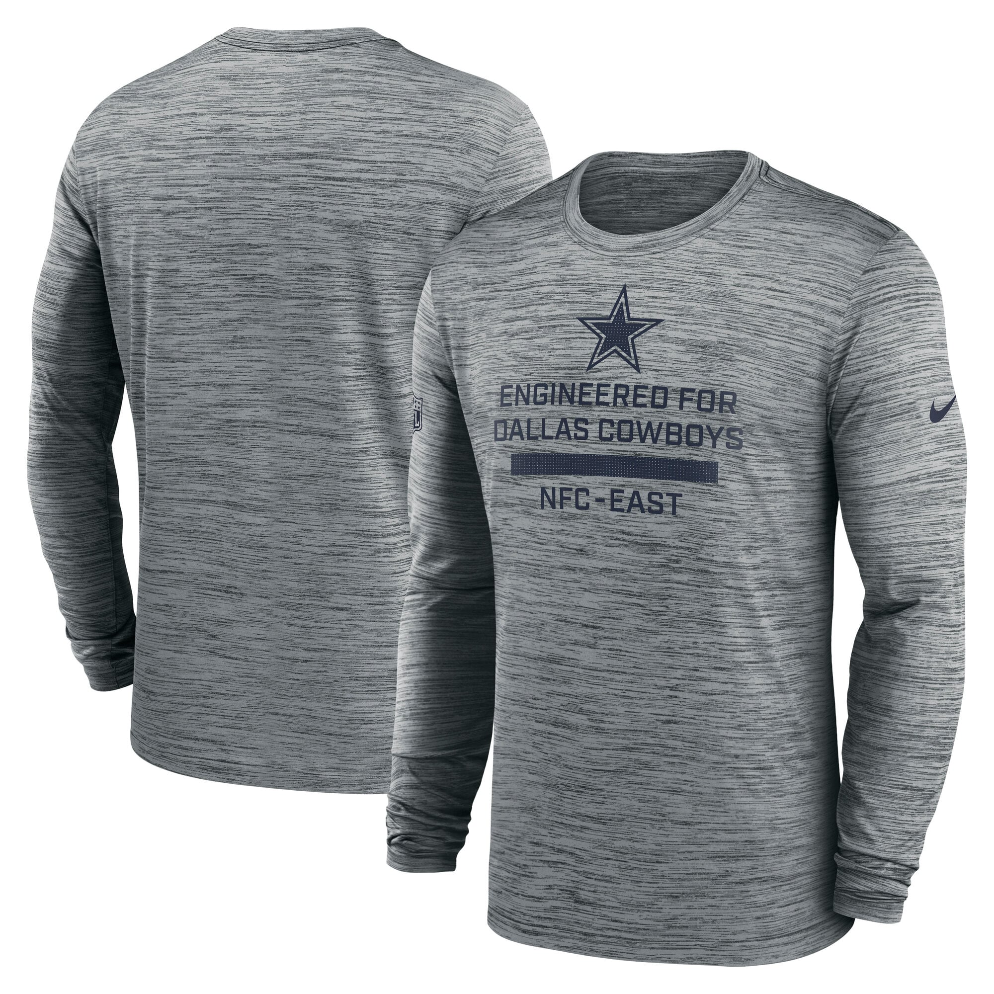 Men's Nike Gray Dallas Cowboys Sideline Velocity Dri-FIT Long Sleeve T-Shirt