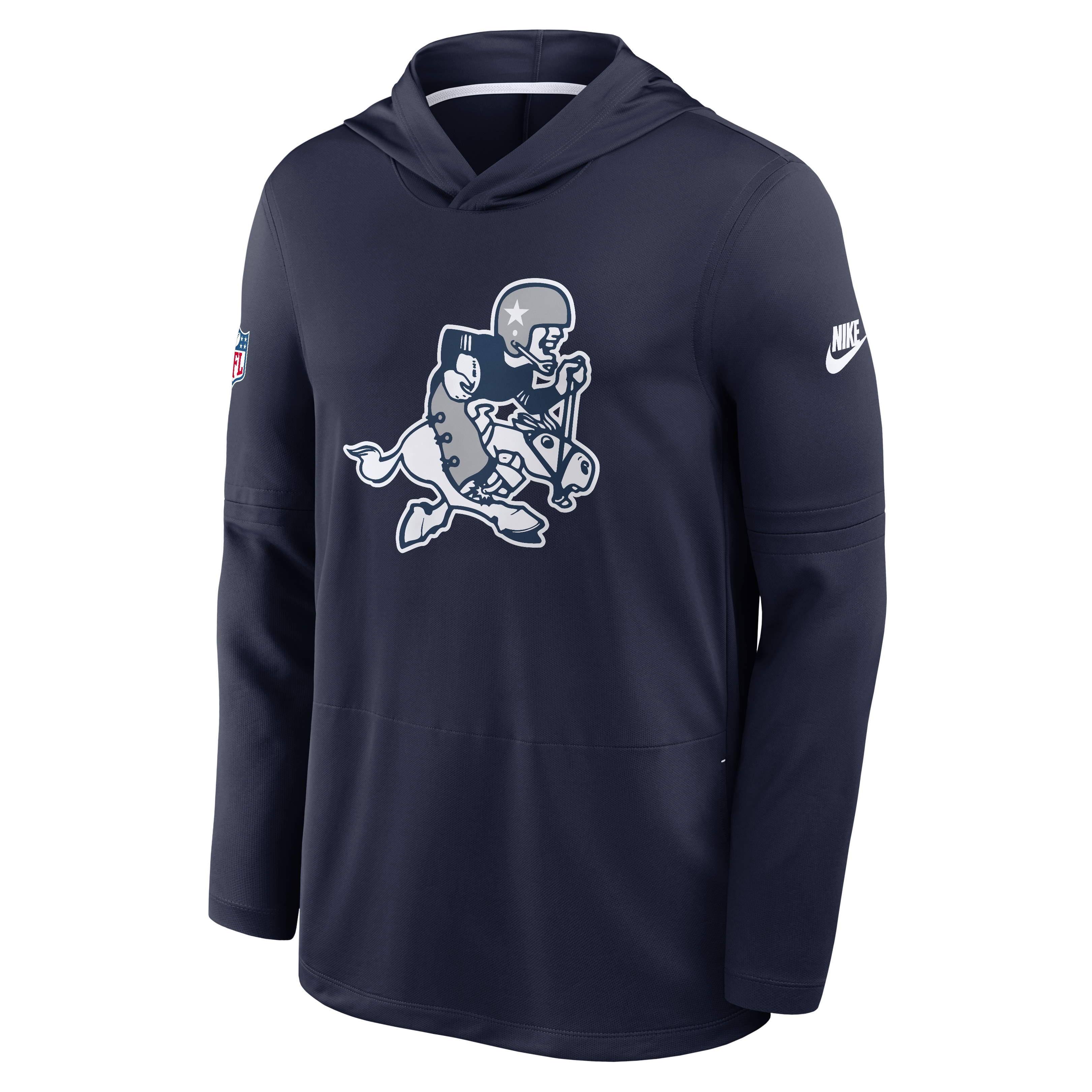 Men's Nike Navy Dallas Cowboys Sideline Alternate Lightweight Long Sleeve Hooded Dri-FIT T-Shirt