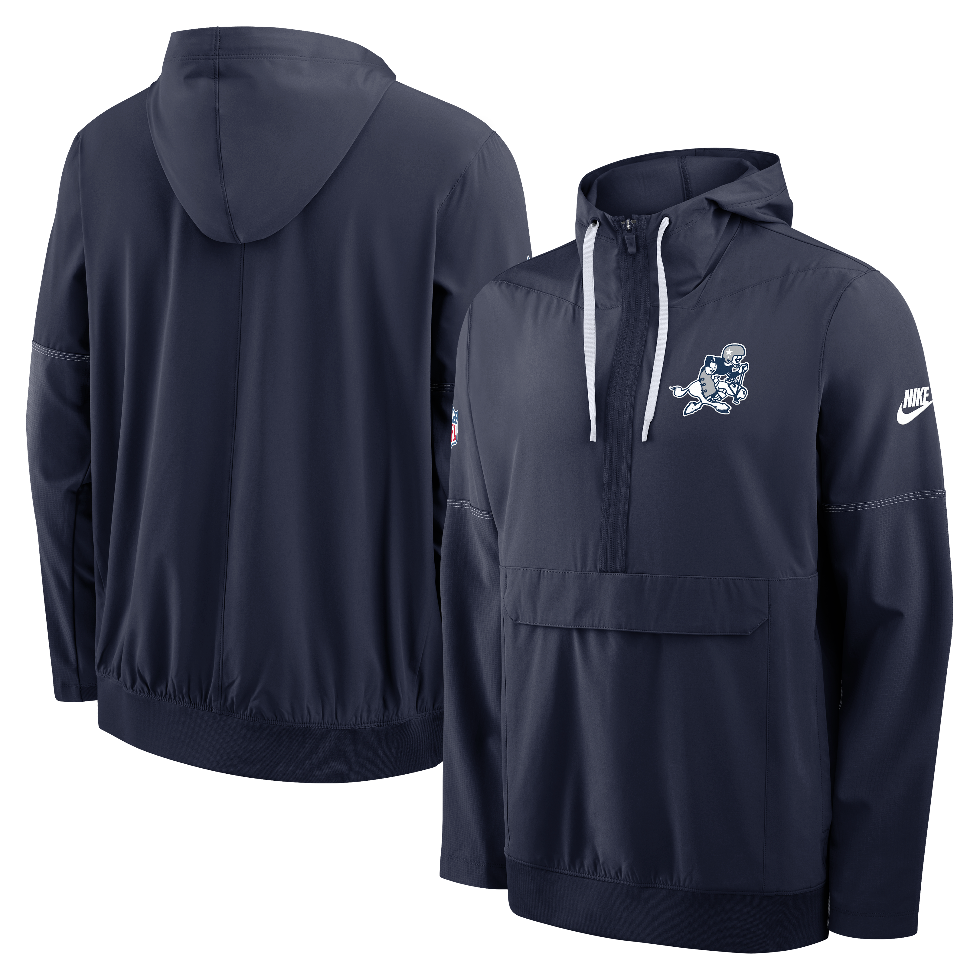 Men's Nike Navy Dallas Cowboys Sideline Broken Rules Alternate Anorak Half-Zip Hooded Jacket