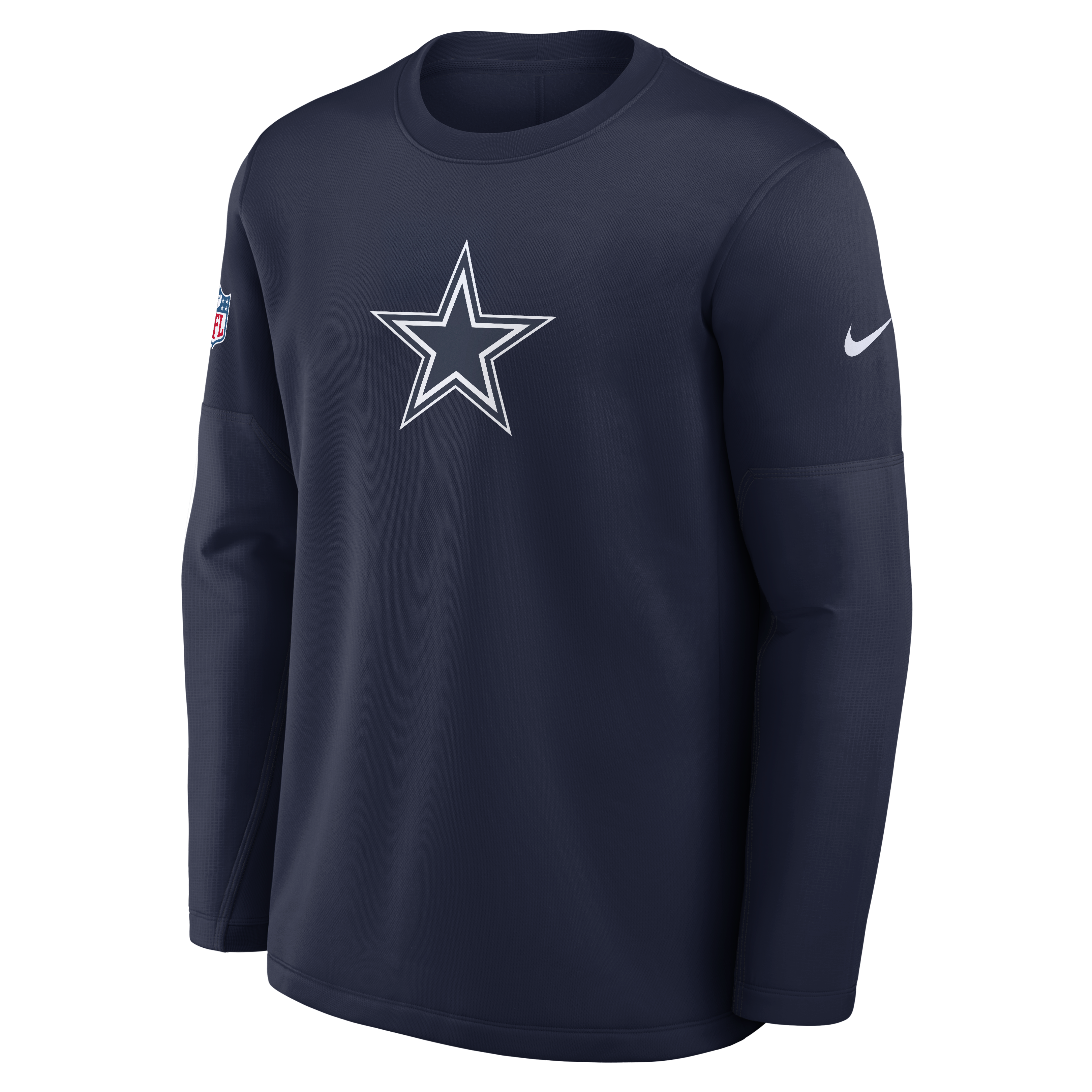 Sweat-shirt Nike Therma-FIT mi-lourd pour homme, bleu marine, Dallas Cowboys, édition spéciale entraîneurs.