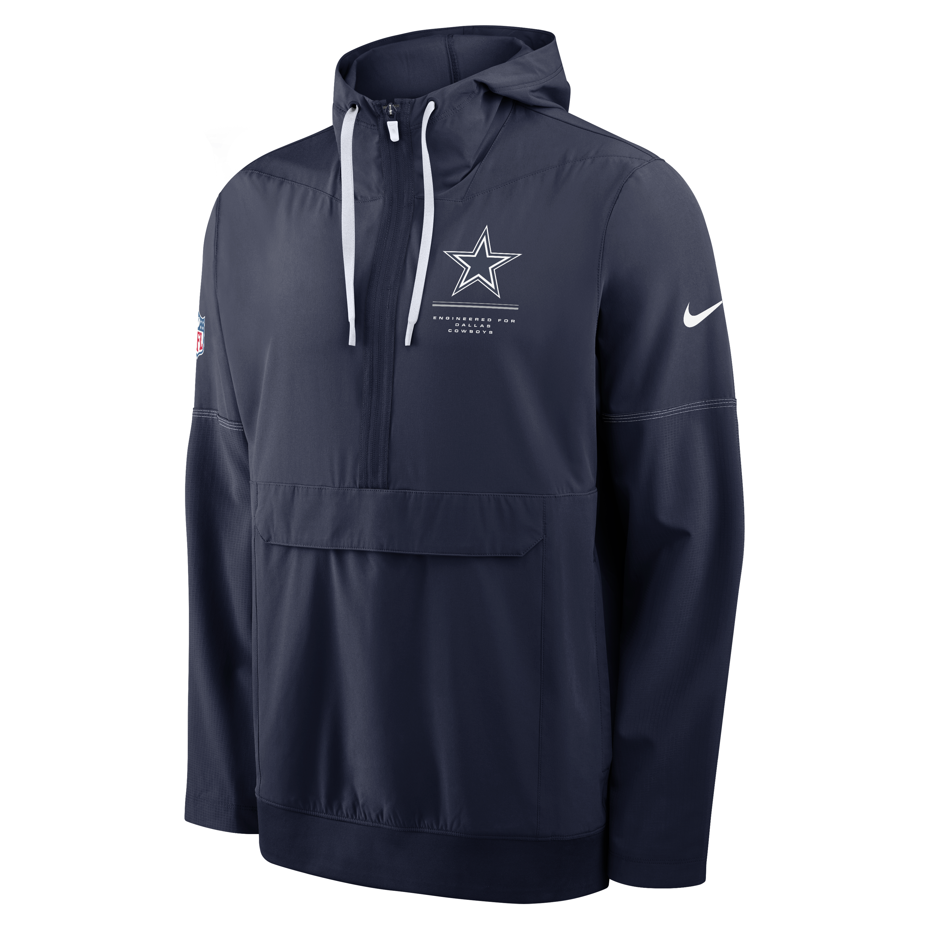 Men's Nike Navy Dallas Cowboys Sideline Logo Glory Anorak Half-Zip Hooded Jacket