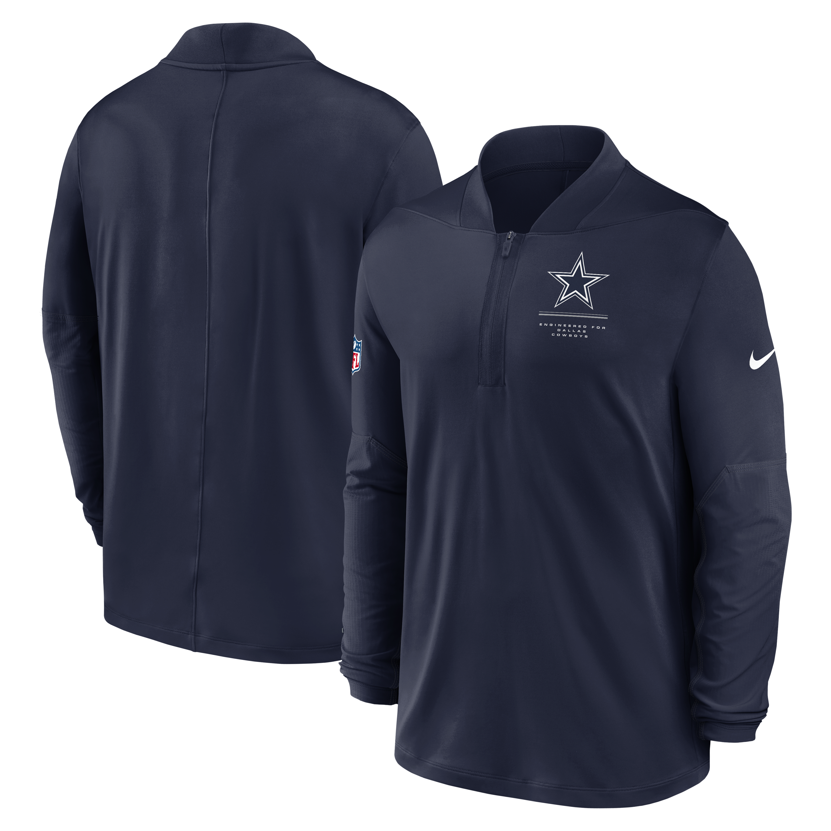 Men's Nike Navy Dallas Cowboys Sideline Logo Glory Midweight Dri-FIT Half-Zip Pullover
