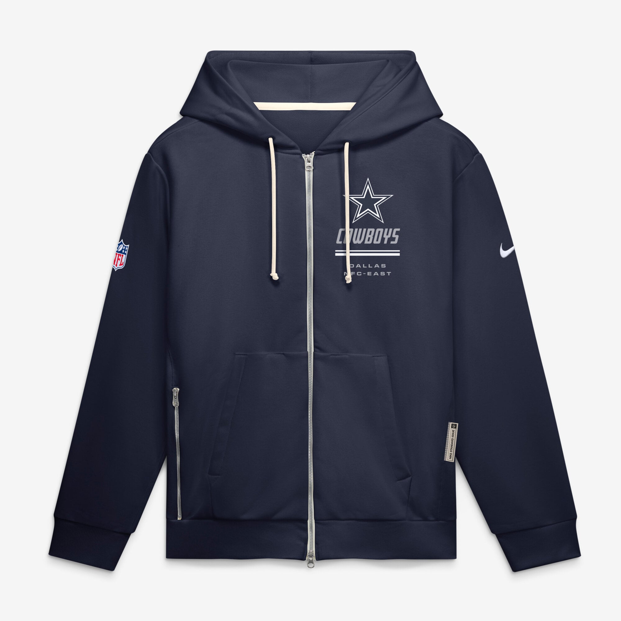 Men's Nike Navy Dallas Cowboys Sideline Standard Issue Quarterback Scramble Dri-FIT Full-Zip Hoodie