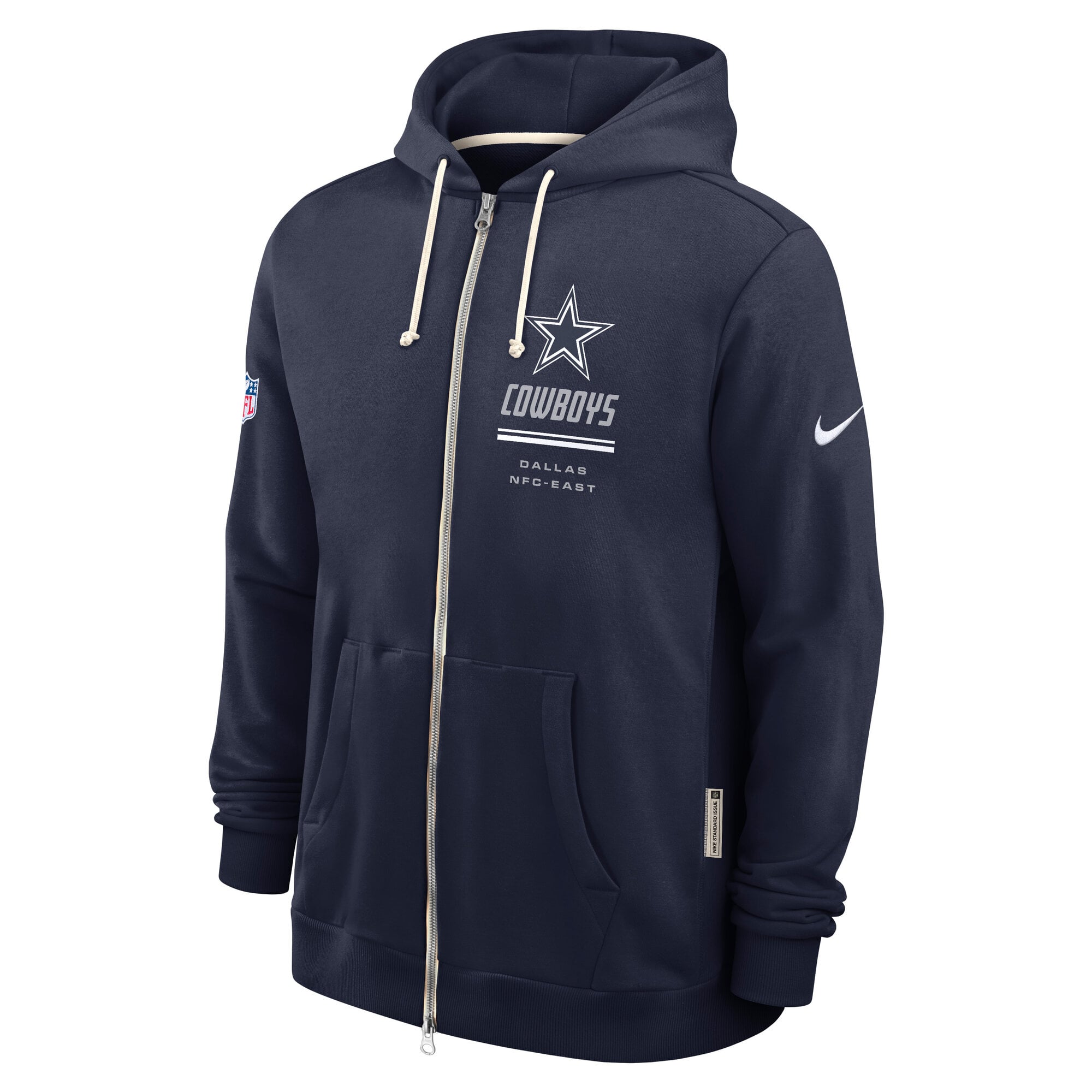 Men's Nike Navy Dallas Cowboys Sideline Standard Issue Quarterback Scramble Dri-FIT Full-Zip Hoodie