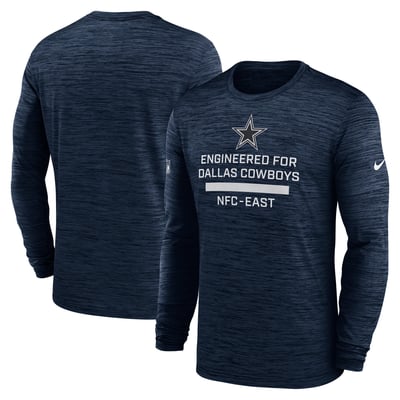 Dallas Cowboys Nike Sideline Velocity Dri-FIT Long Sleeve T-Shirt - Navy