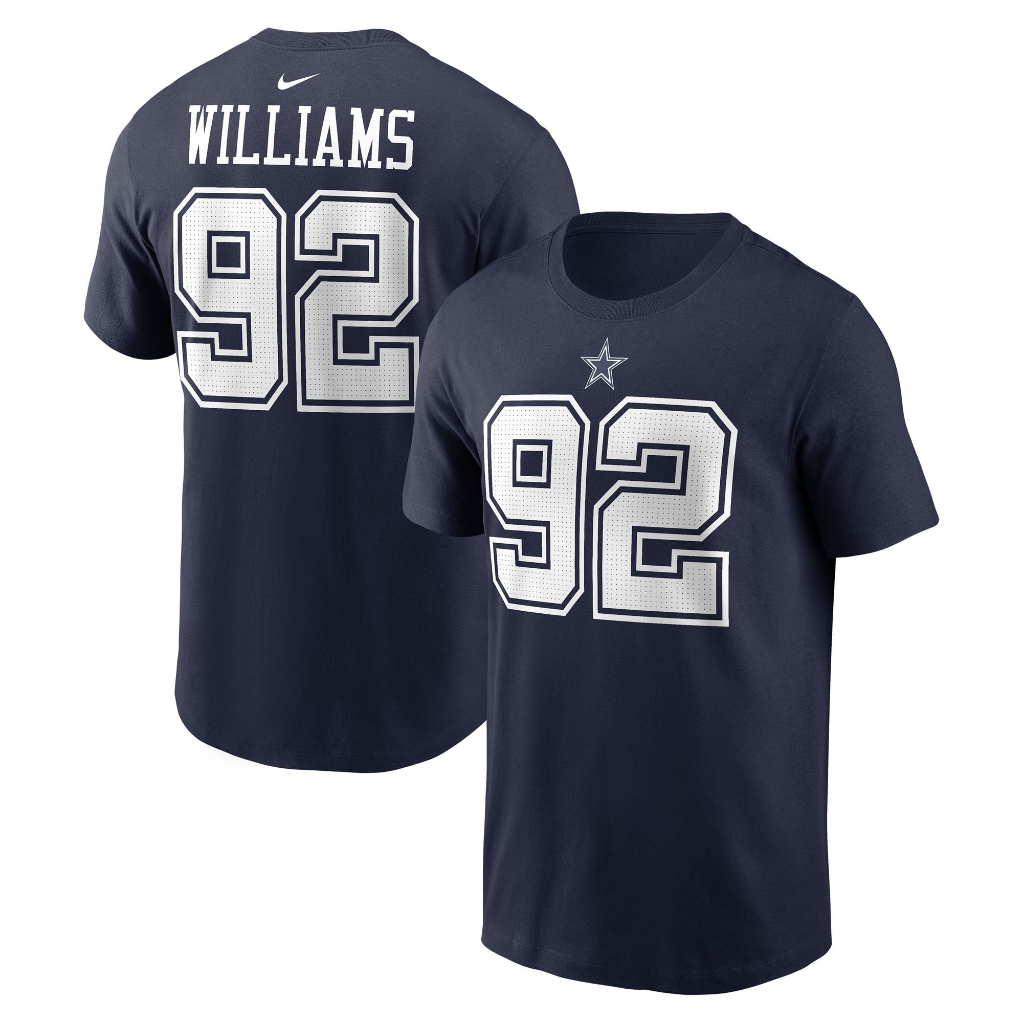 T-shirt Nike Quinnen Williams bleu marine Dallas Cowboys pour homme, avec nom et numéro