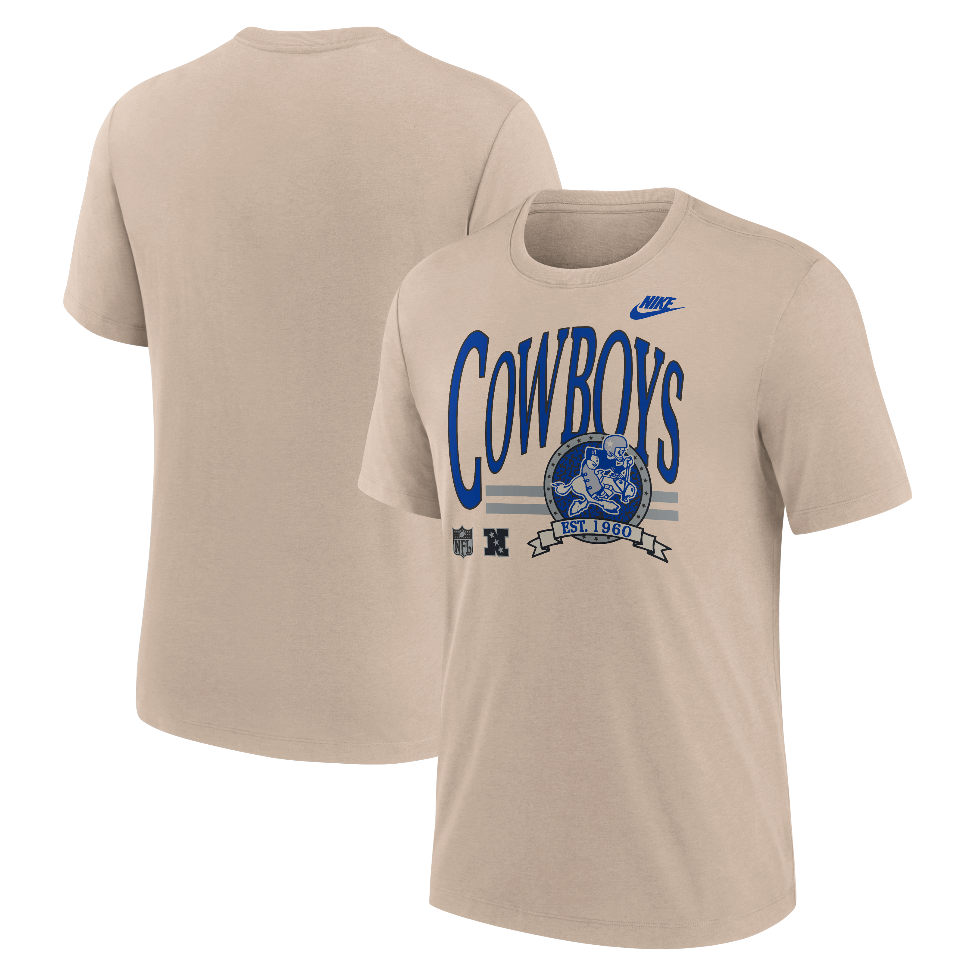T-shirt Nike Sand Dallas Cowboys Rewind Tri-Blend pour homme