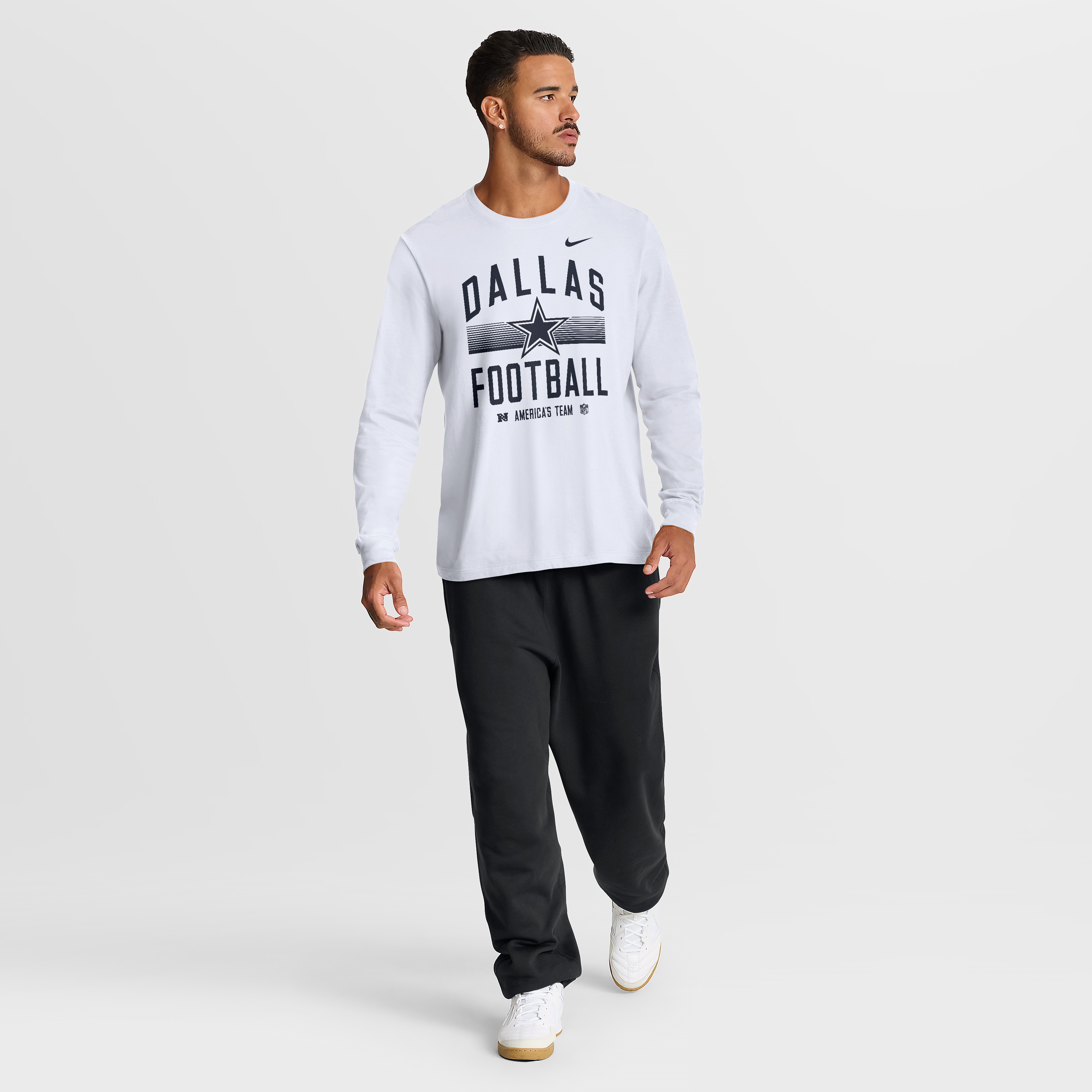 T-shirt à manches longues en coton essentiel Nike Dallas Cowboys blanc pour homme, toujours prêt