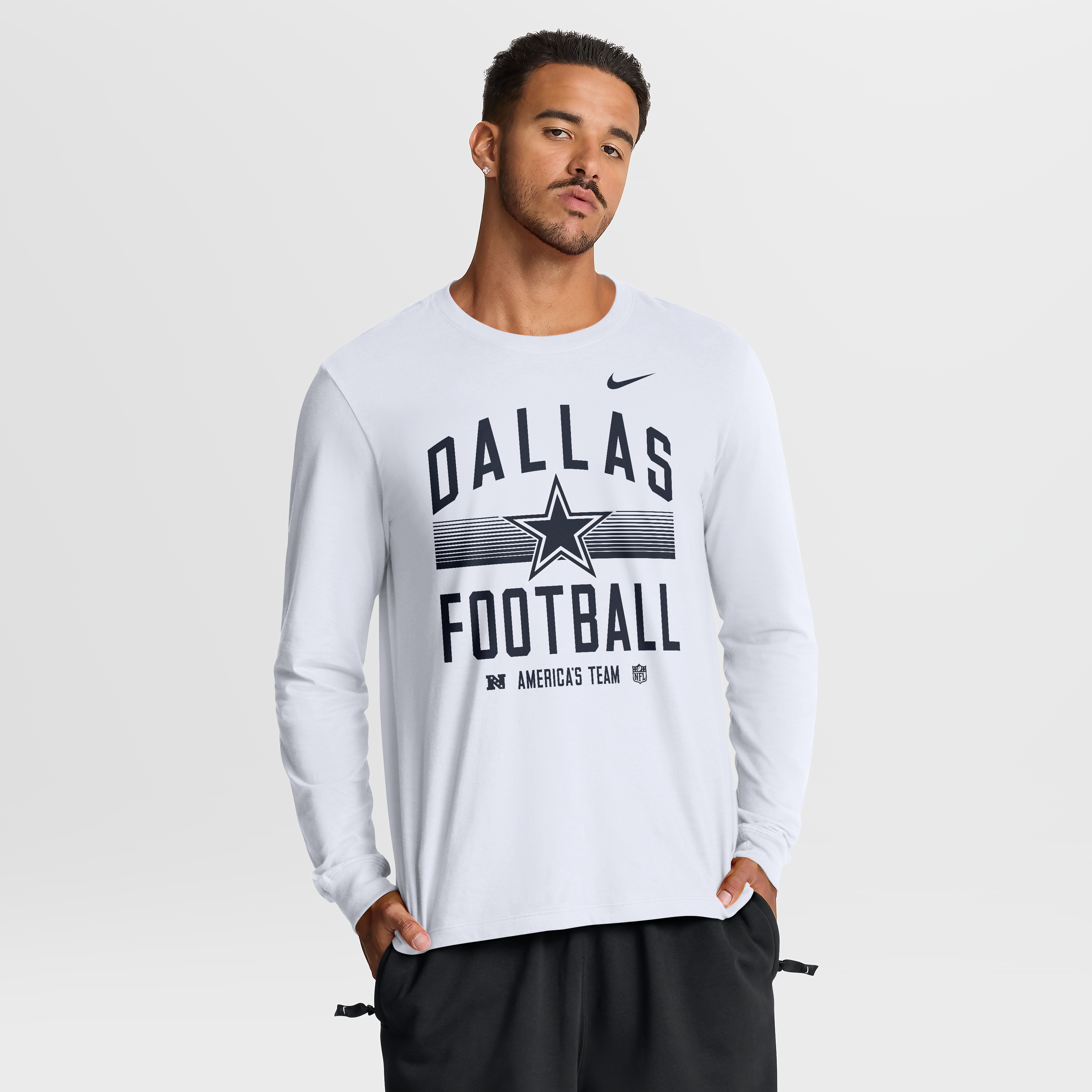 T-shirt à manches longues en coton essentiel Nike Dallas Cowboys blanc pour homme, toujours prêt
