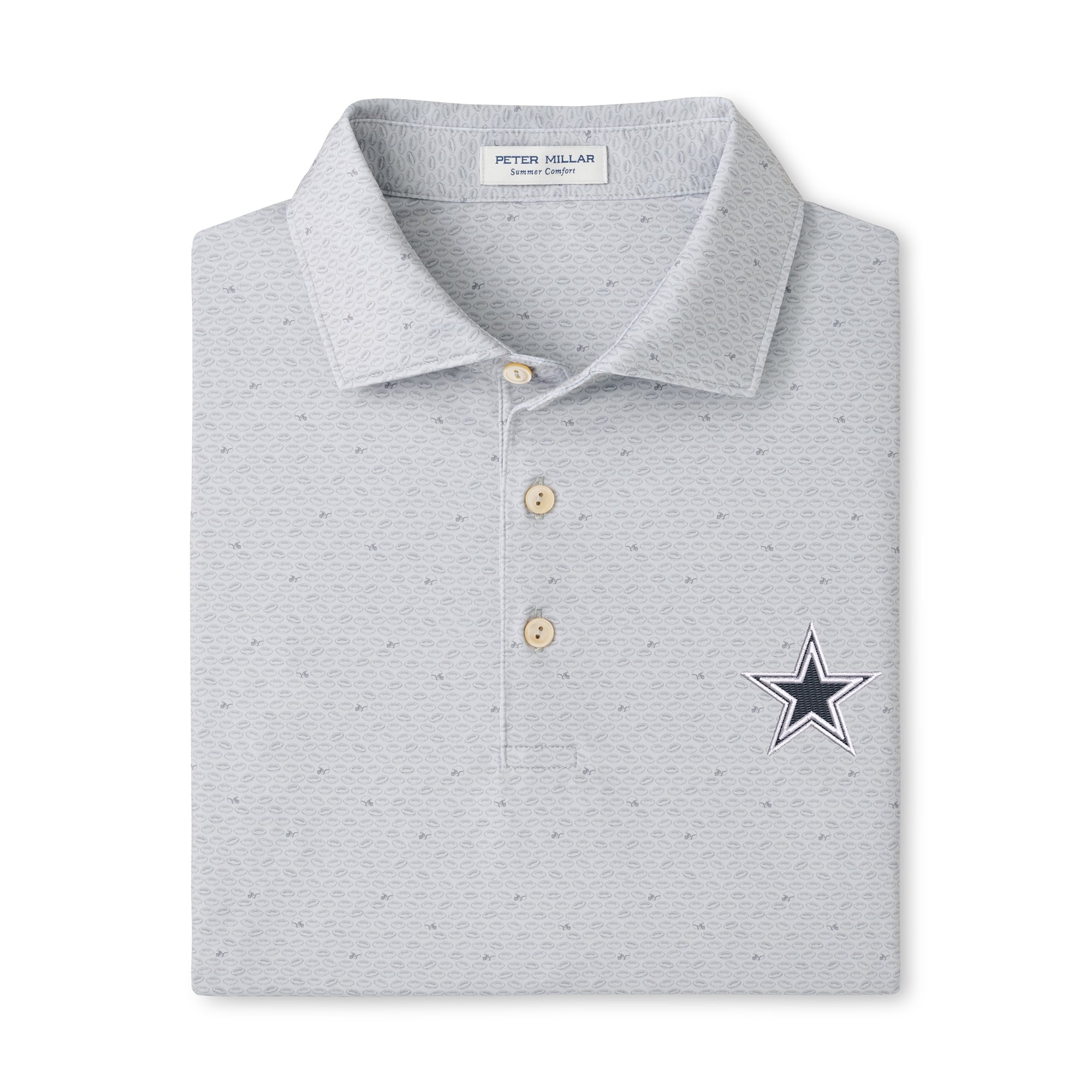 Polo de performance Peter Millar gris Dallas Cowboys On The Ball pour homme