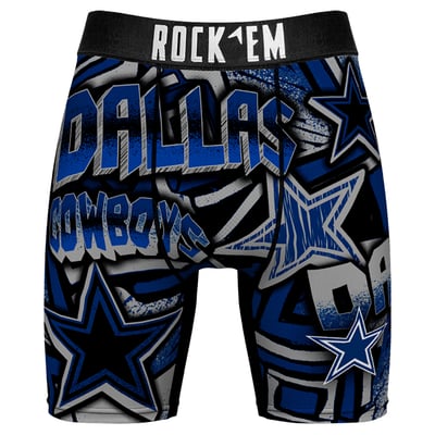  Dallas Cowboys Rock Em Socks Sketched Out Boxer Briefs - Navy