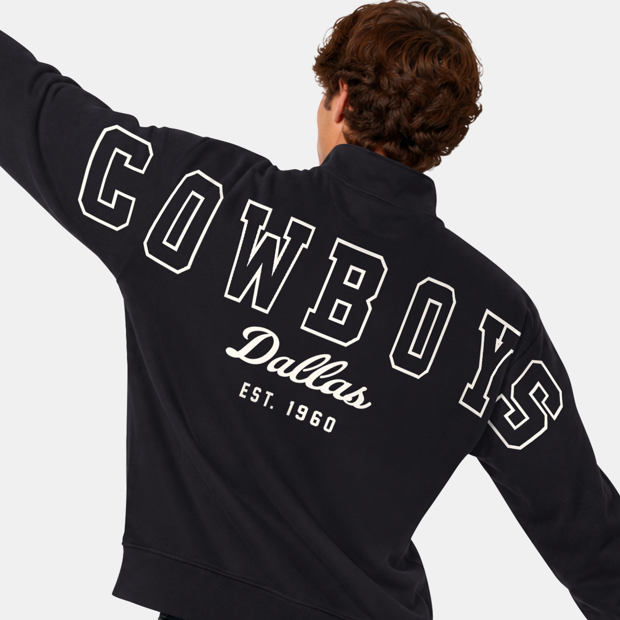 Men's Starter  Black Dallas Cowboys Thursday Night Gridiron Batwing Quarter-Zip Sweatshirt