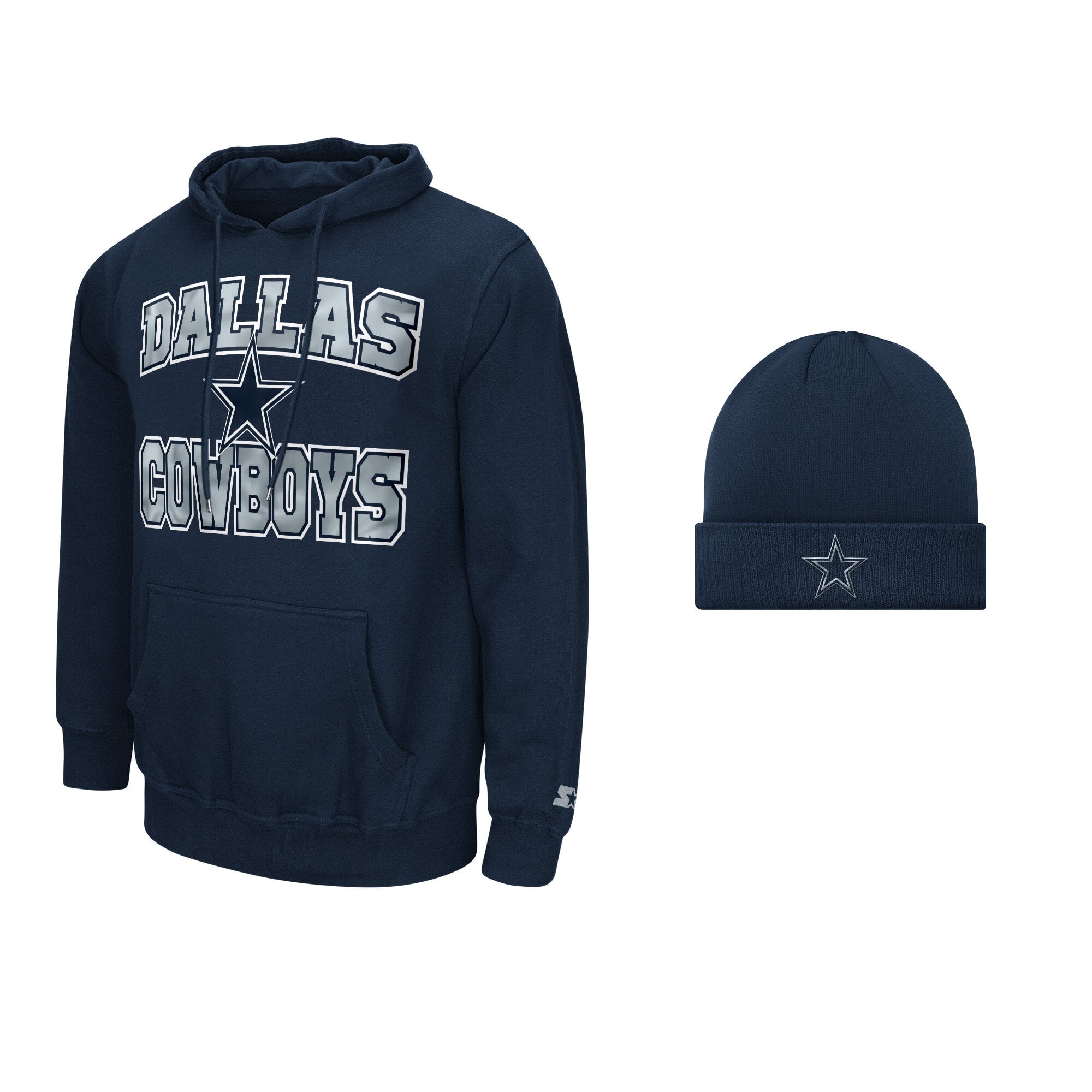 Ensemble deux pièces pour homme Starter Blue Dallas Cowboys : sweat à capuche et bonnet.