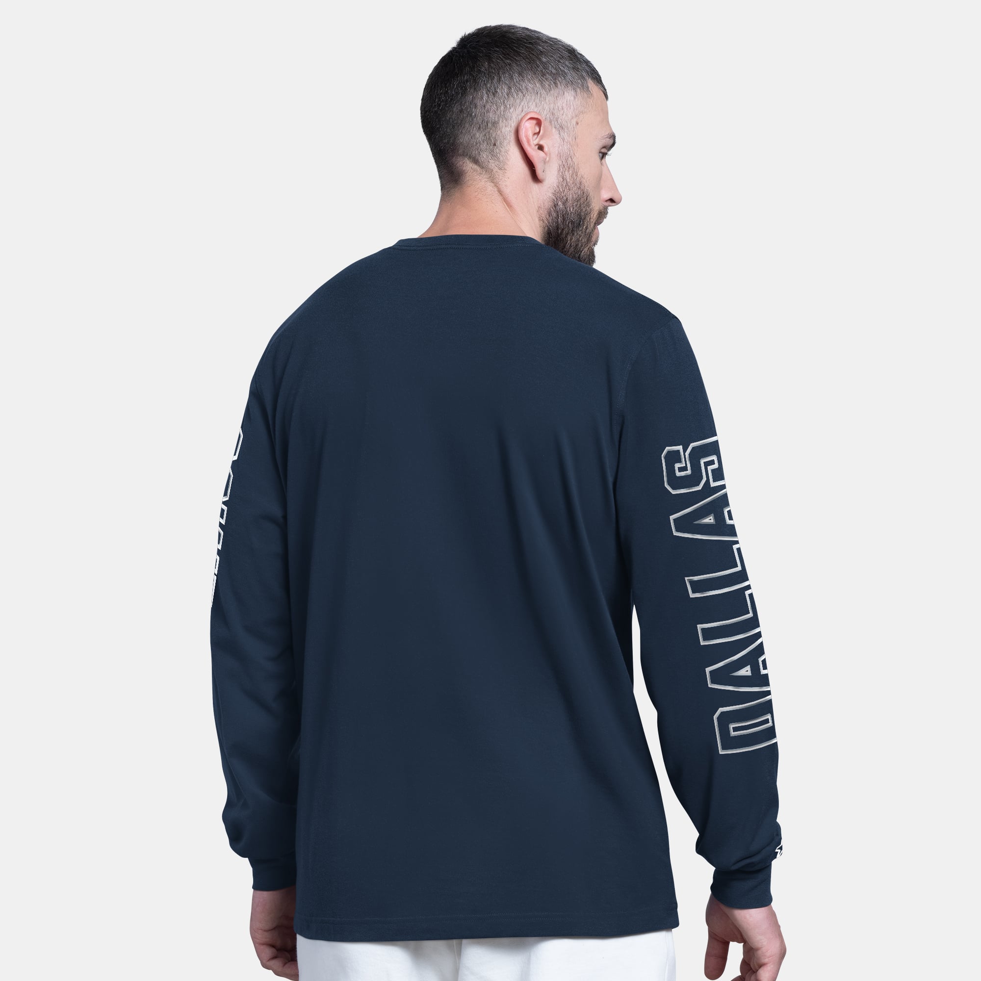 Men's Starter Navy Dallas Cowboys Clutch Hit II Long-Sleeve T-Shirt