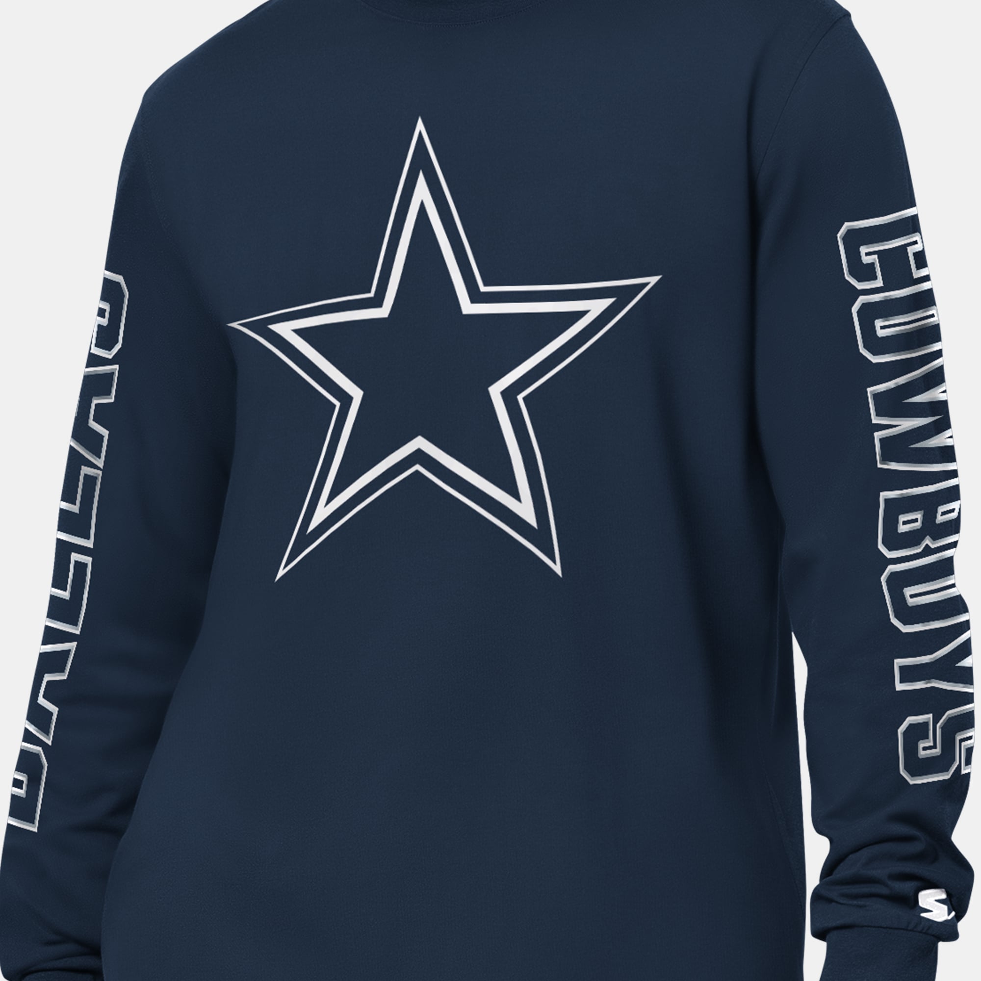 Men's Starter Navy Dallas Cowboys Clutch Hit II Long-Sleeve T-Shirt
