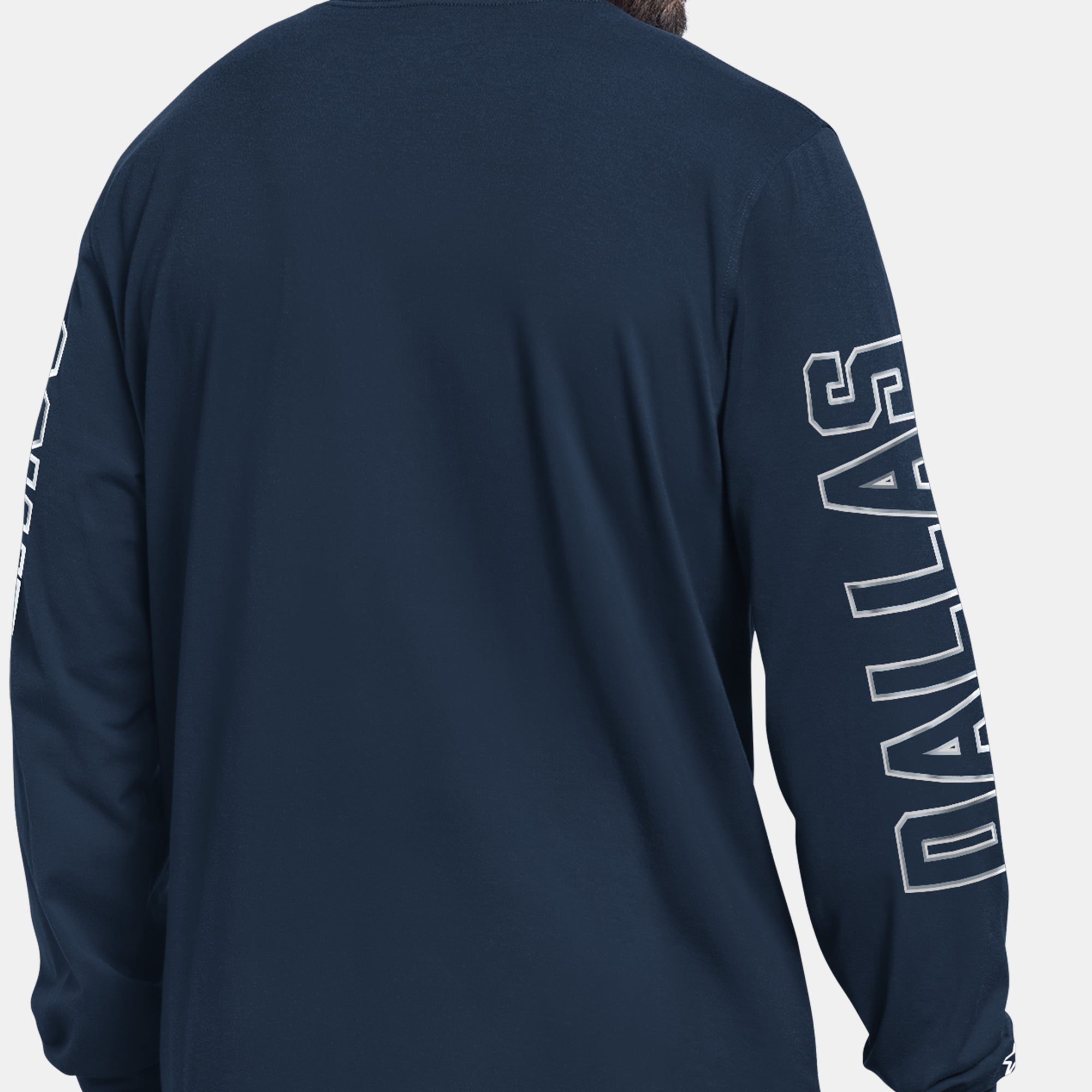 Men's Starter Navy Dallas Cowboys Clutch Hit II Long-Sleeve T-Shirt
