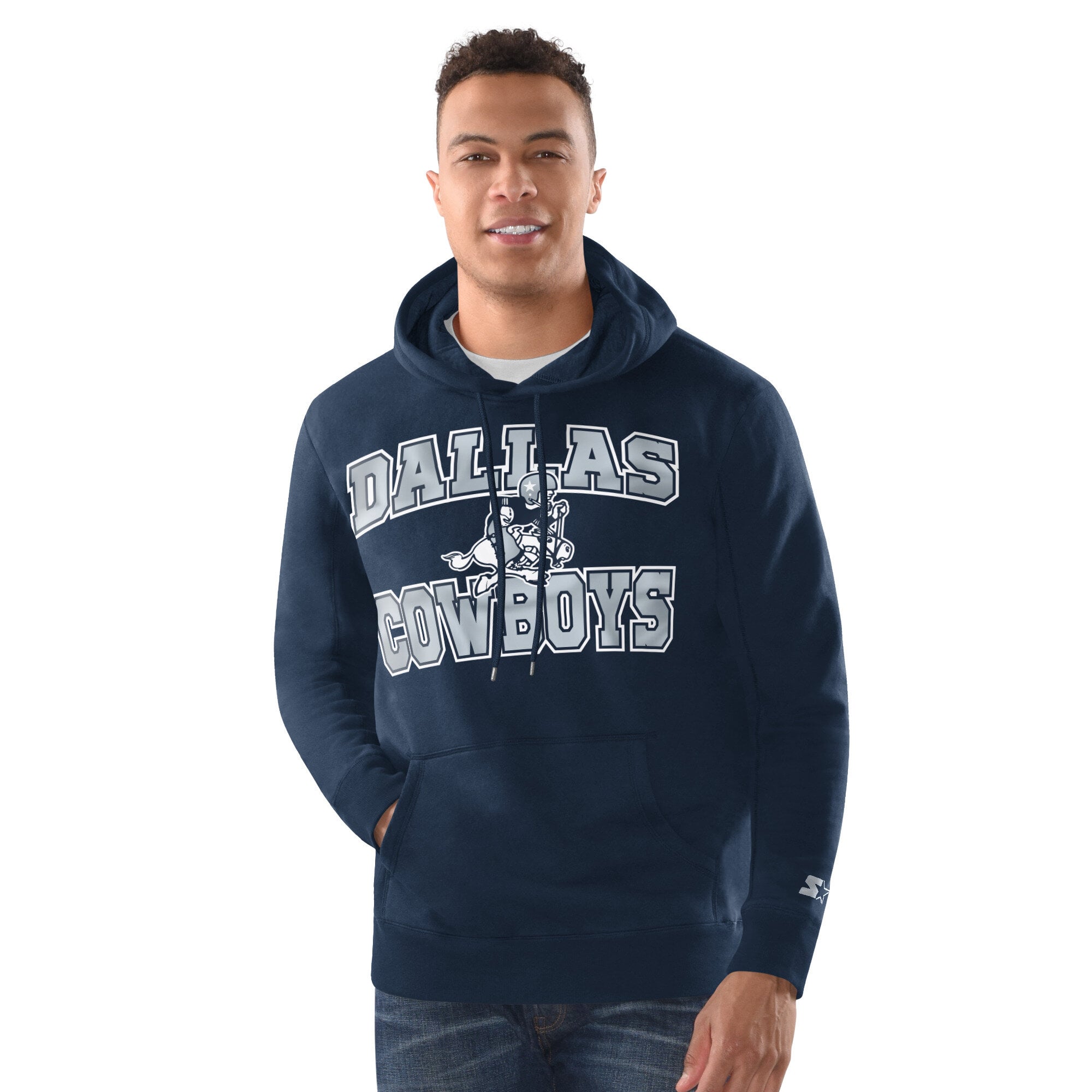Men's Starter Navy Dallas Cowboys Hoodie and Cuffed Knit Hat Combo Pack